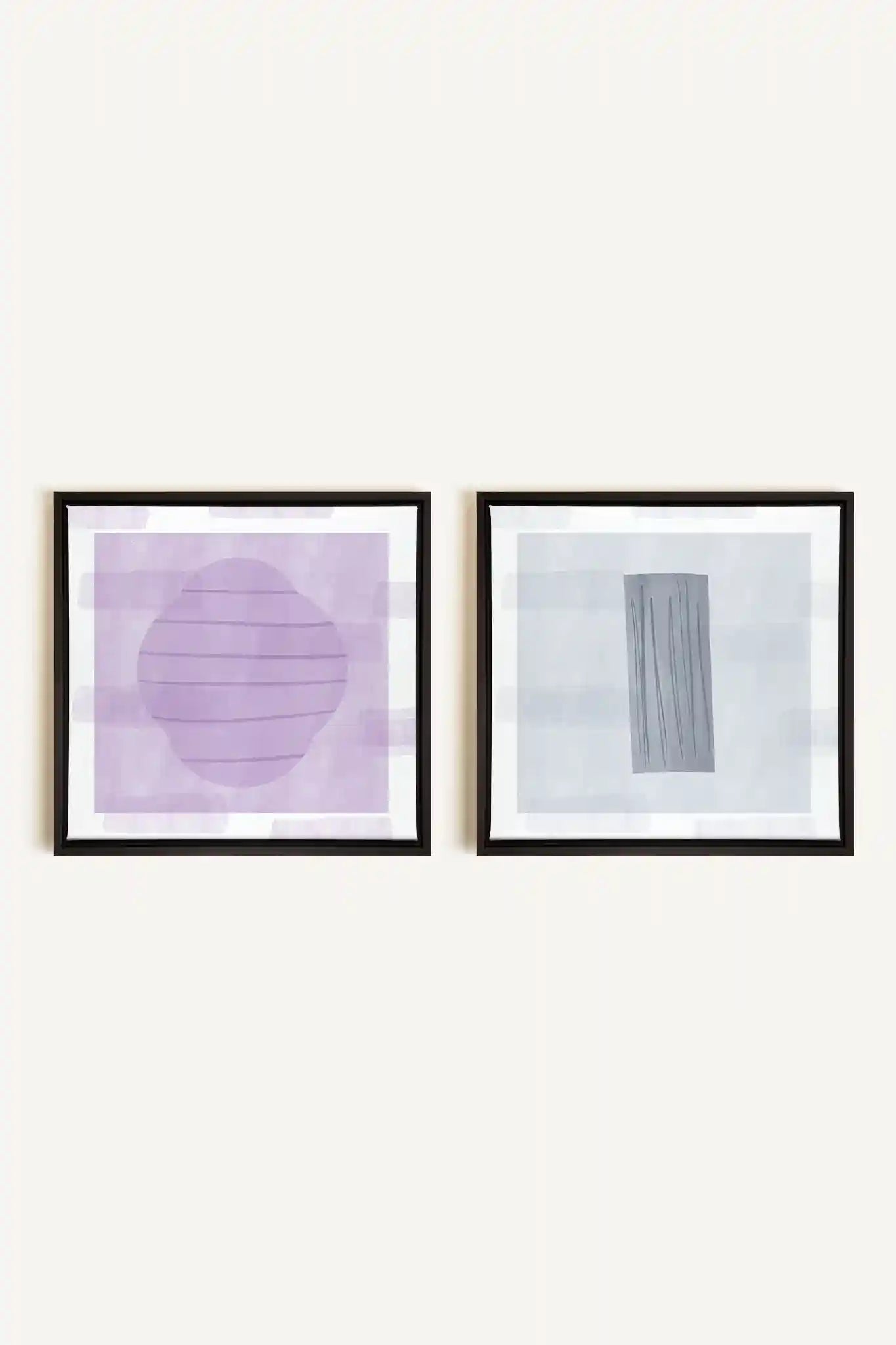 DUO CALME CONTRASTÉ, 2 Oeuvres sur toile étirée, encadré Noir