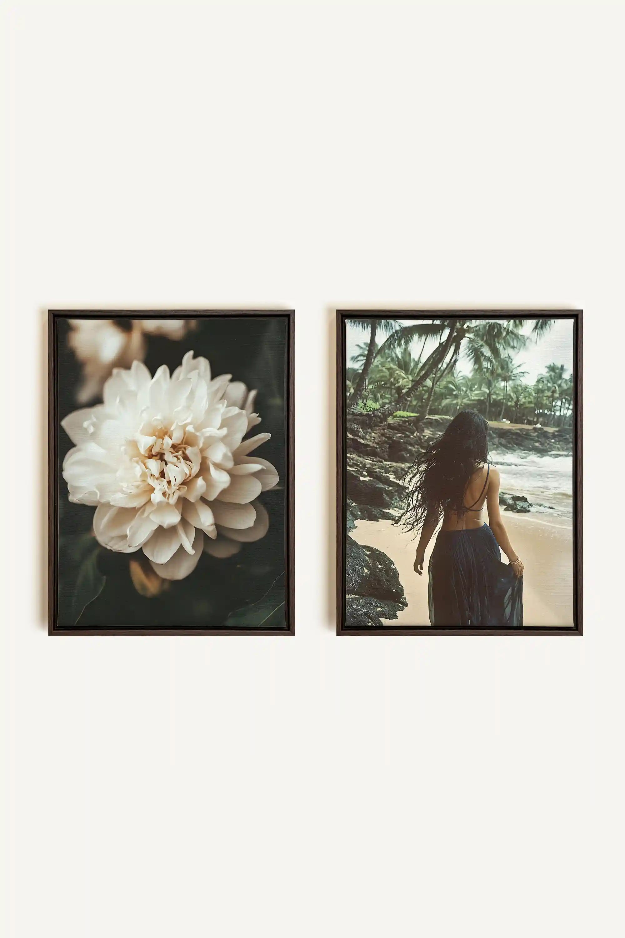 DUO DANSE DU VENT, 2 Works on stretched canvas, framed in Walnut Brown