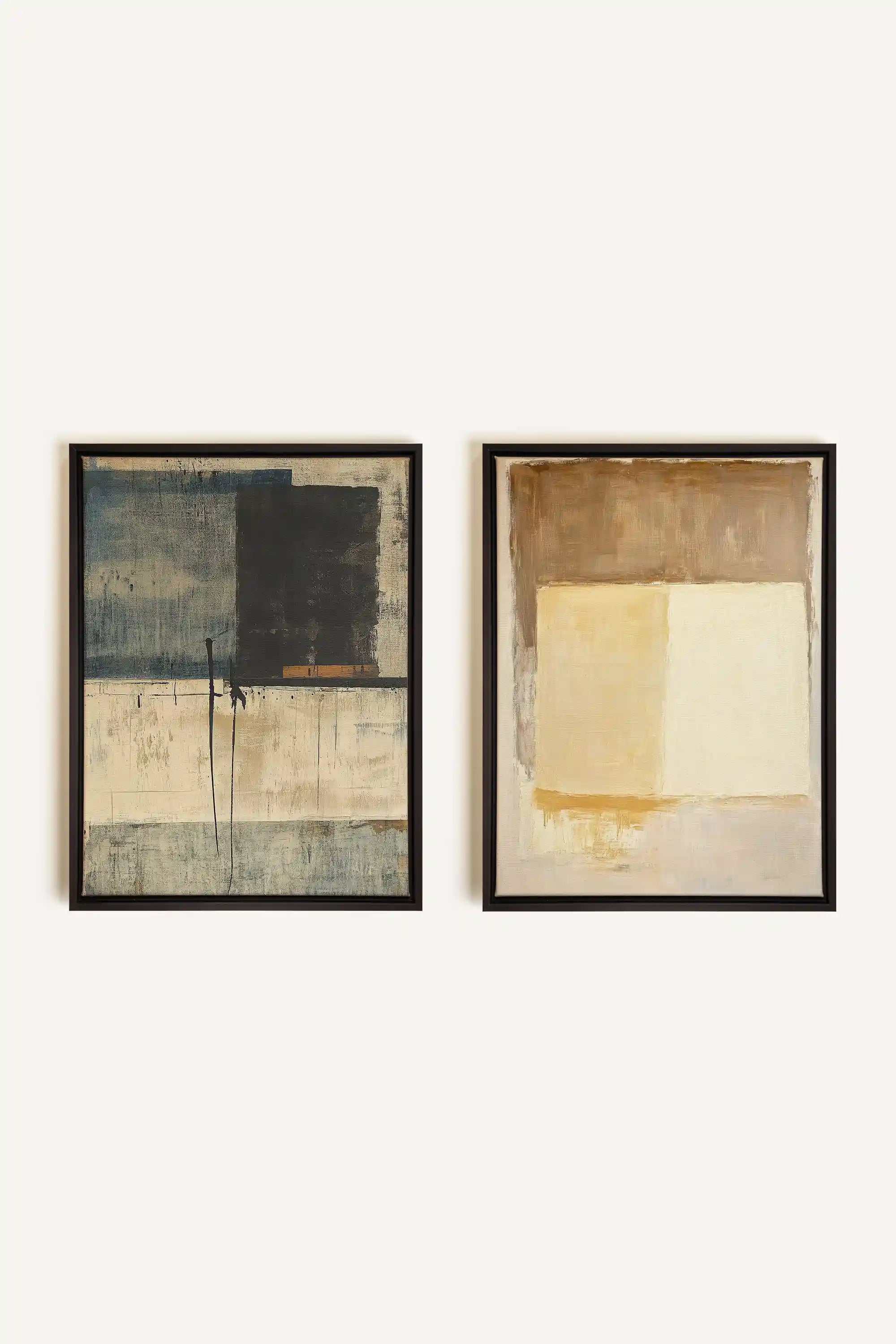 DUO HARMONIE ANCIENNE, 2 Works on stretched canvas, Black framed