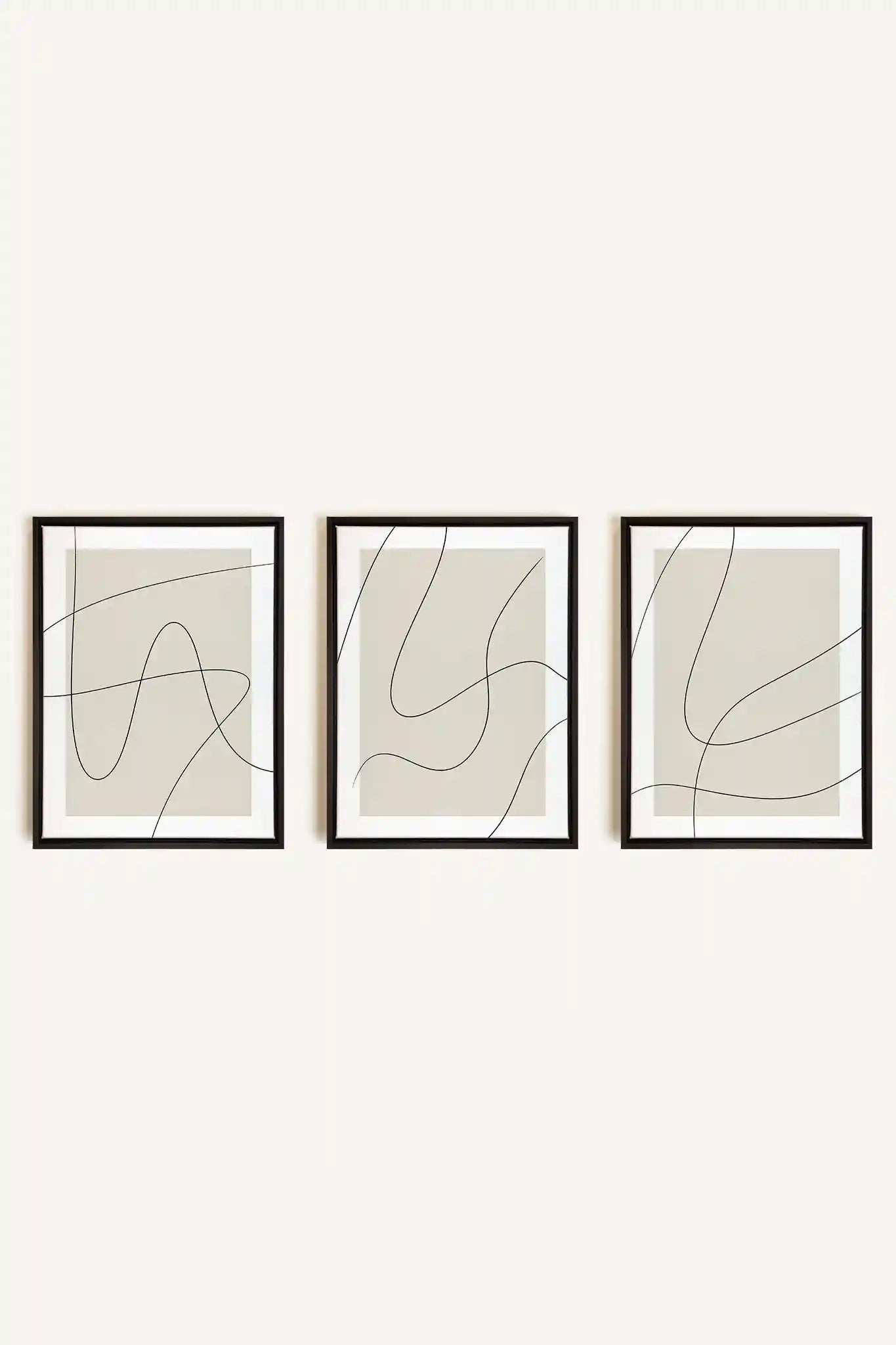 ELEGANT CURVES TRIO, 3 Works on stretched canvas, black framed