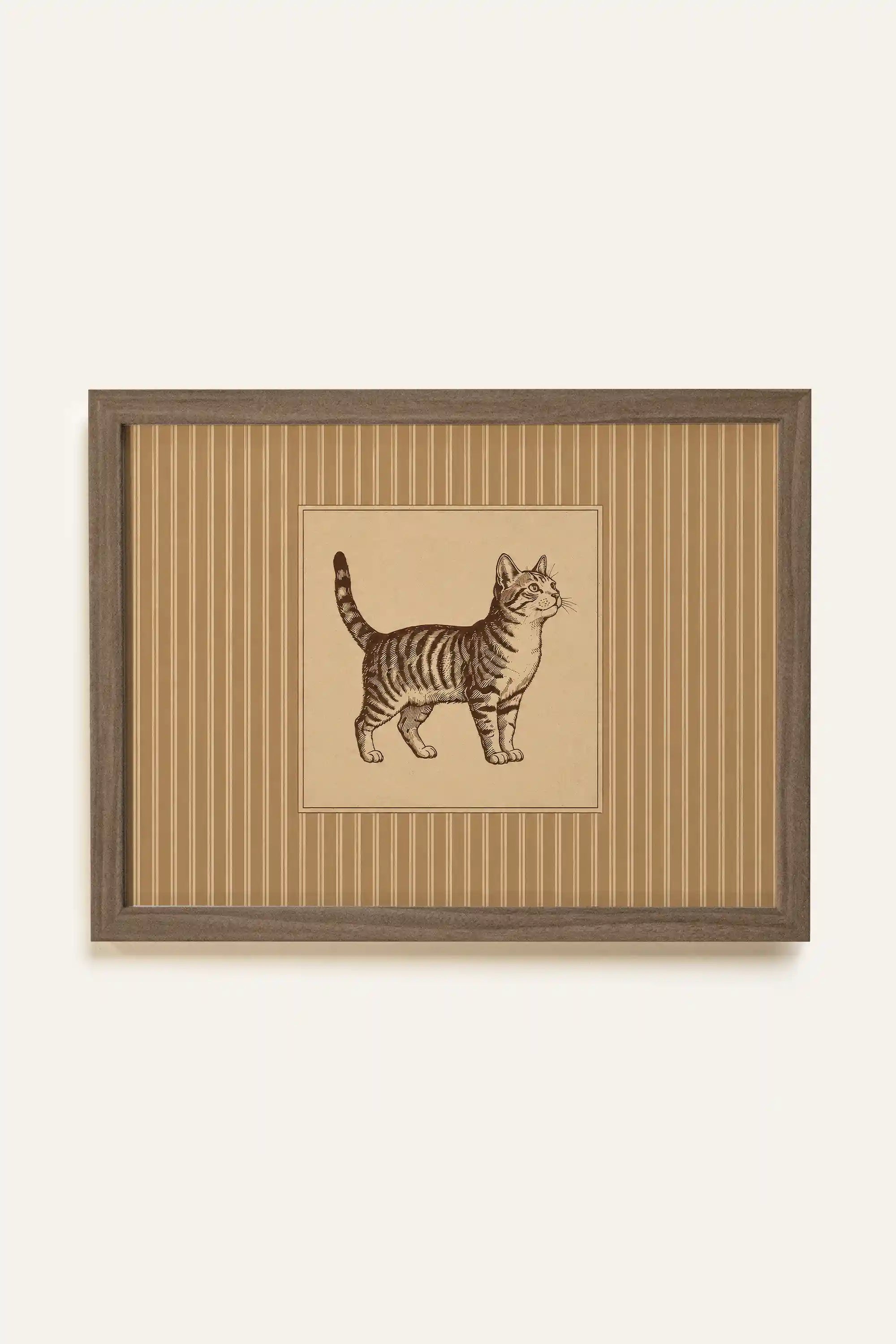 OLD SOUL CAT, Oeuvre sur toile rigide, encadré brun chêne