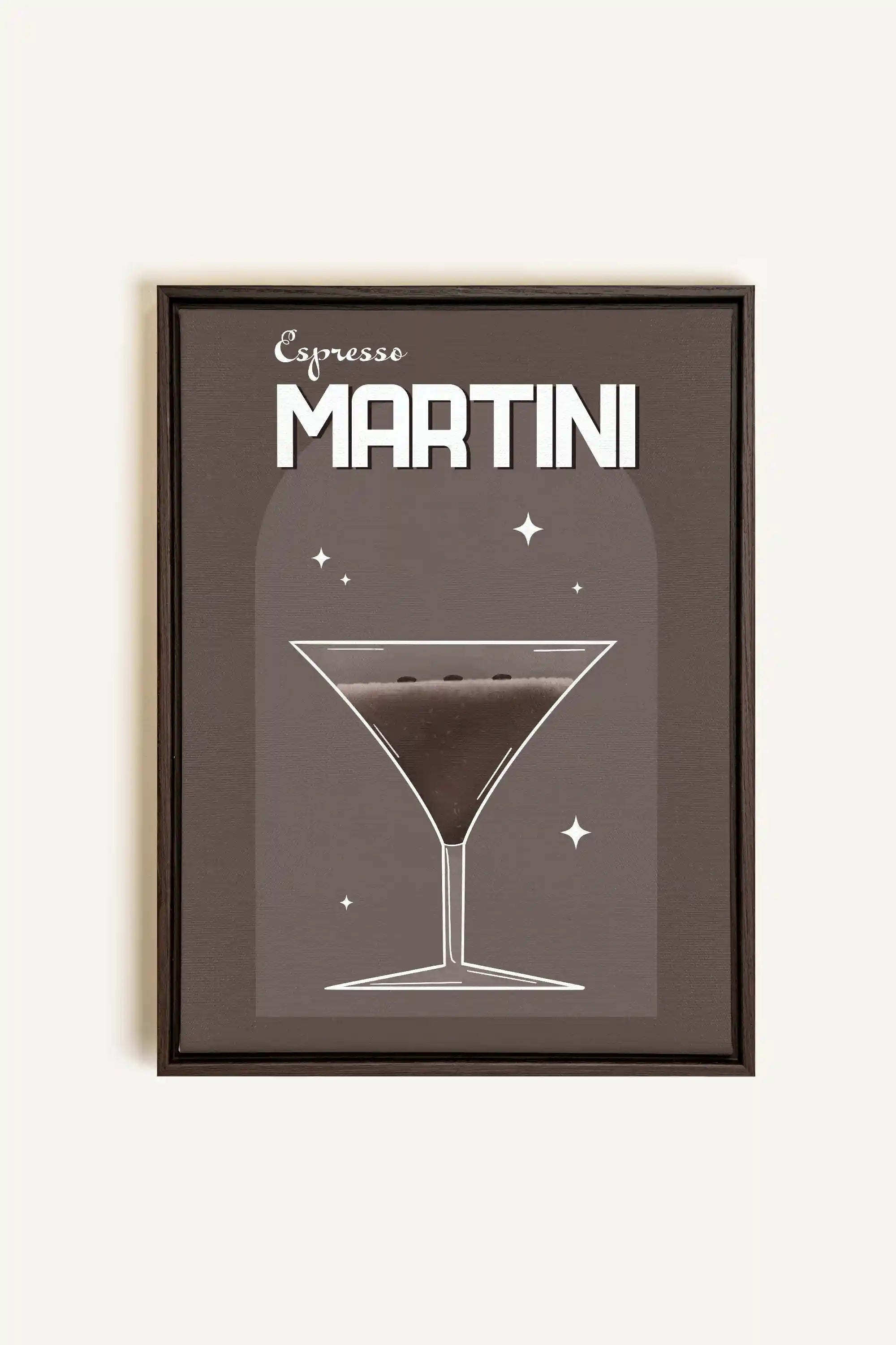 ESPRESSO MARTINI, Artwork on stretched canvas, framed in Walnut Brown