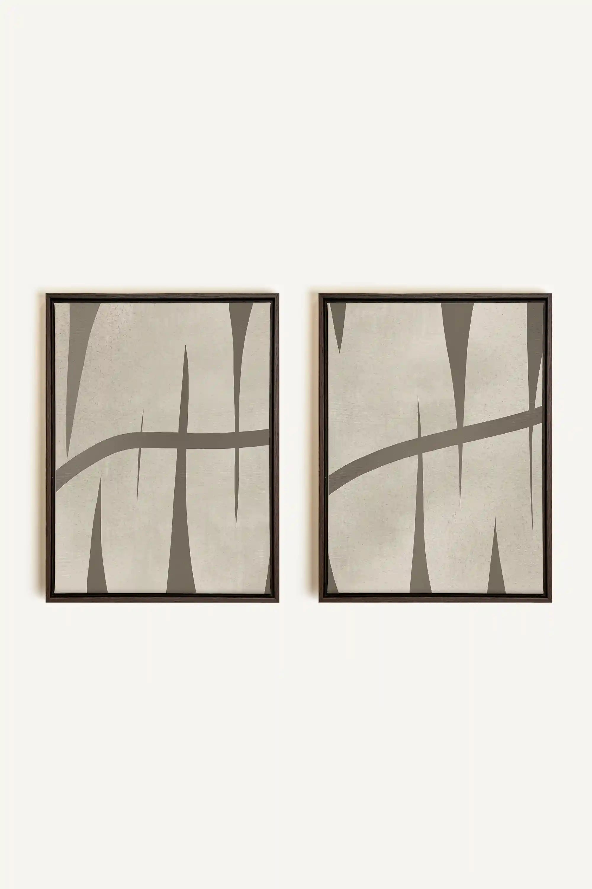 INTERTWINE DUO, 2 Works on stretched canvas, framed in Walnut Brown