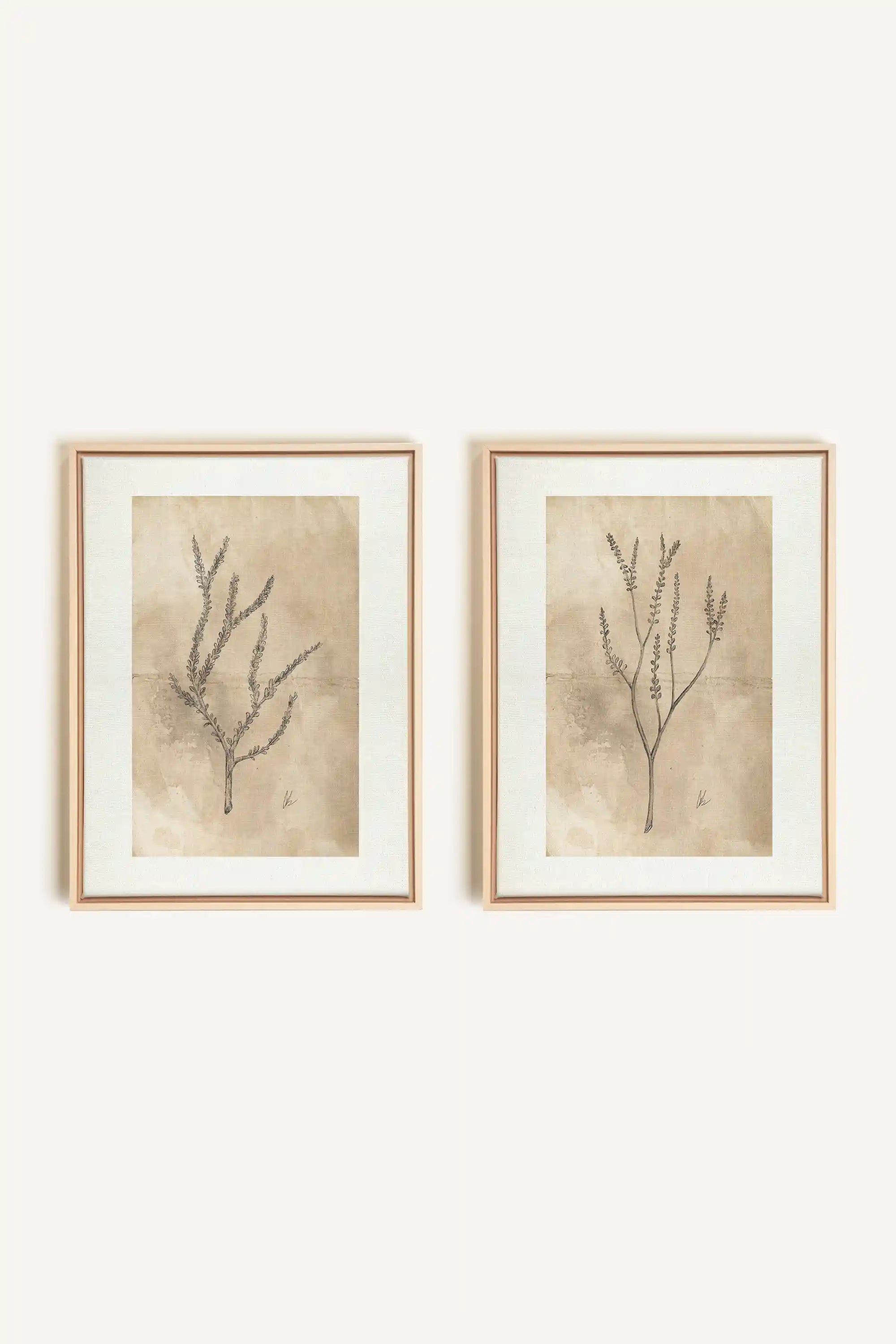 COMBINAISON JADE WILSON, 2 Oeuvres sur toile étirée, encadré Naturel Clair