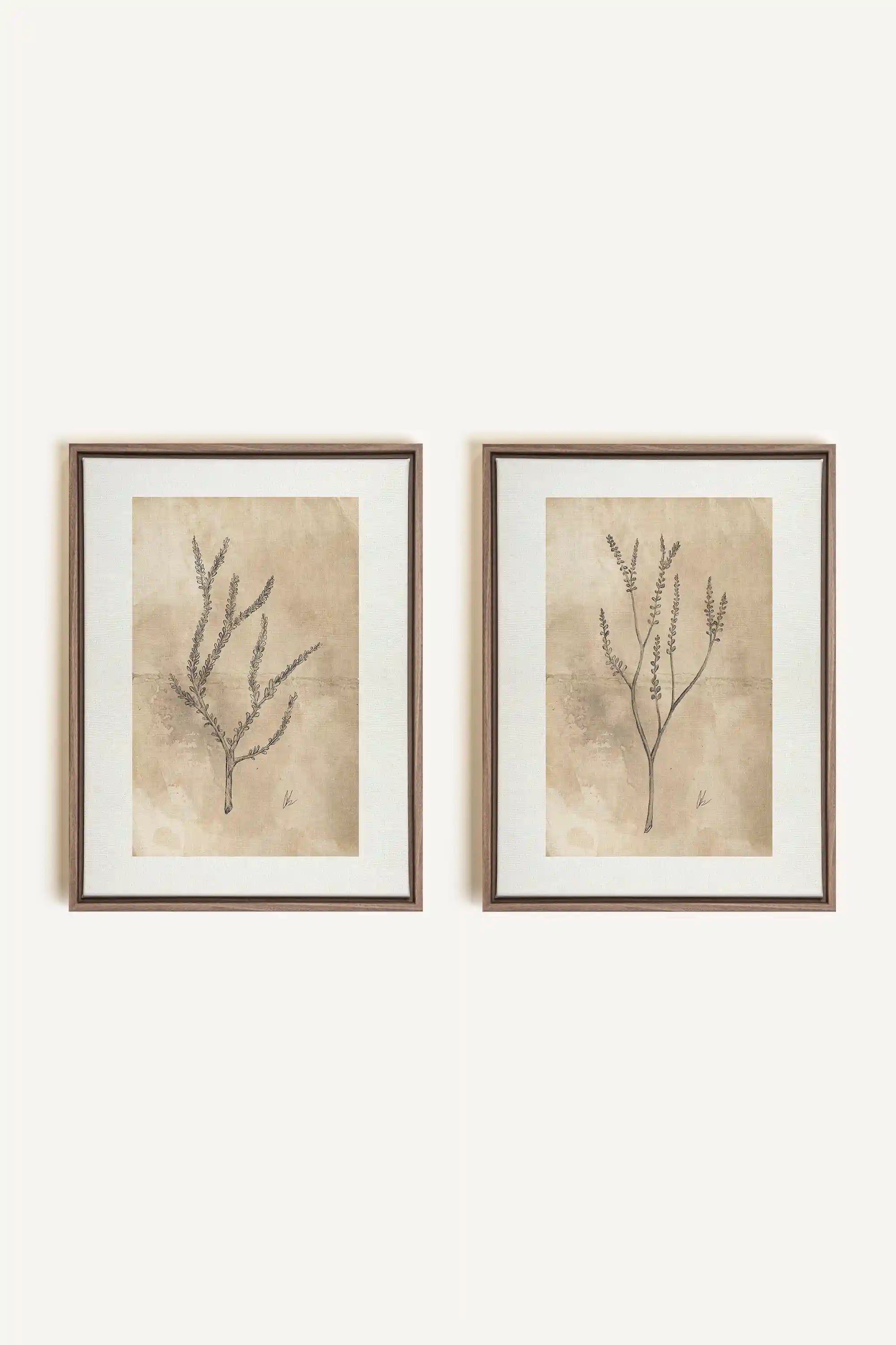 COMBINAISON JADE WILSON, 2 Oeuvres sur toile étirée, encadré Brun Chêne