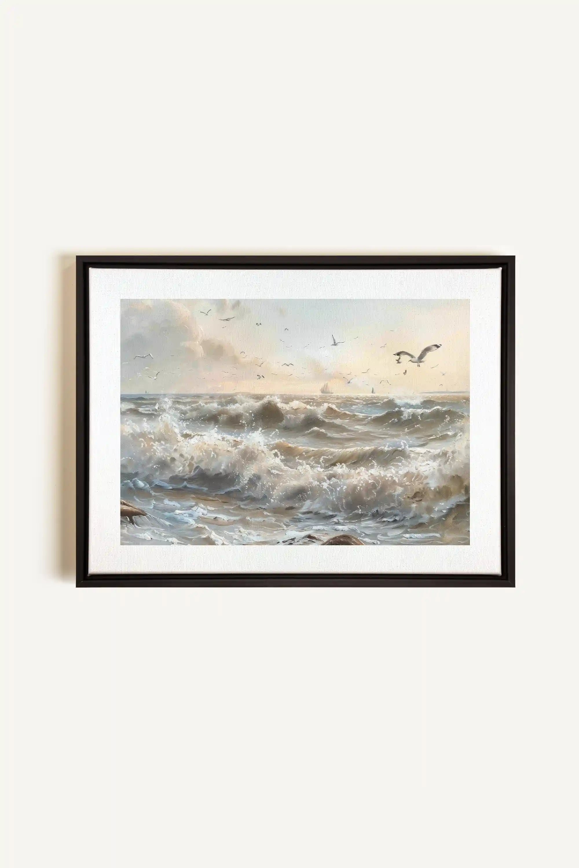 JOURNEY OF WAVES, Artwork on stretched canvas, framed in black