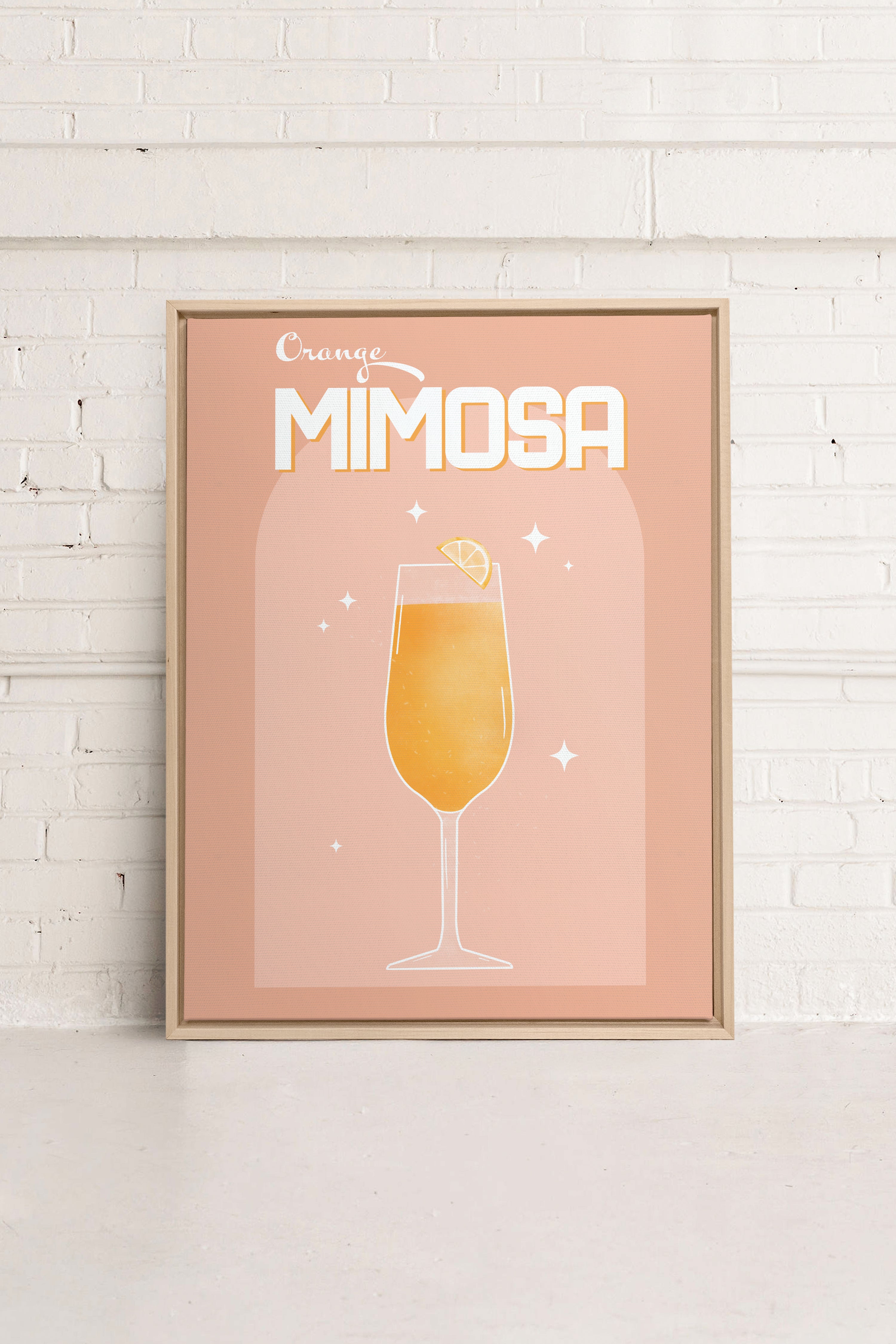 ORANGE MIMOSA, Artwork on stretched canvas, framed Natural Light
