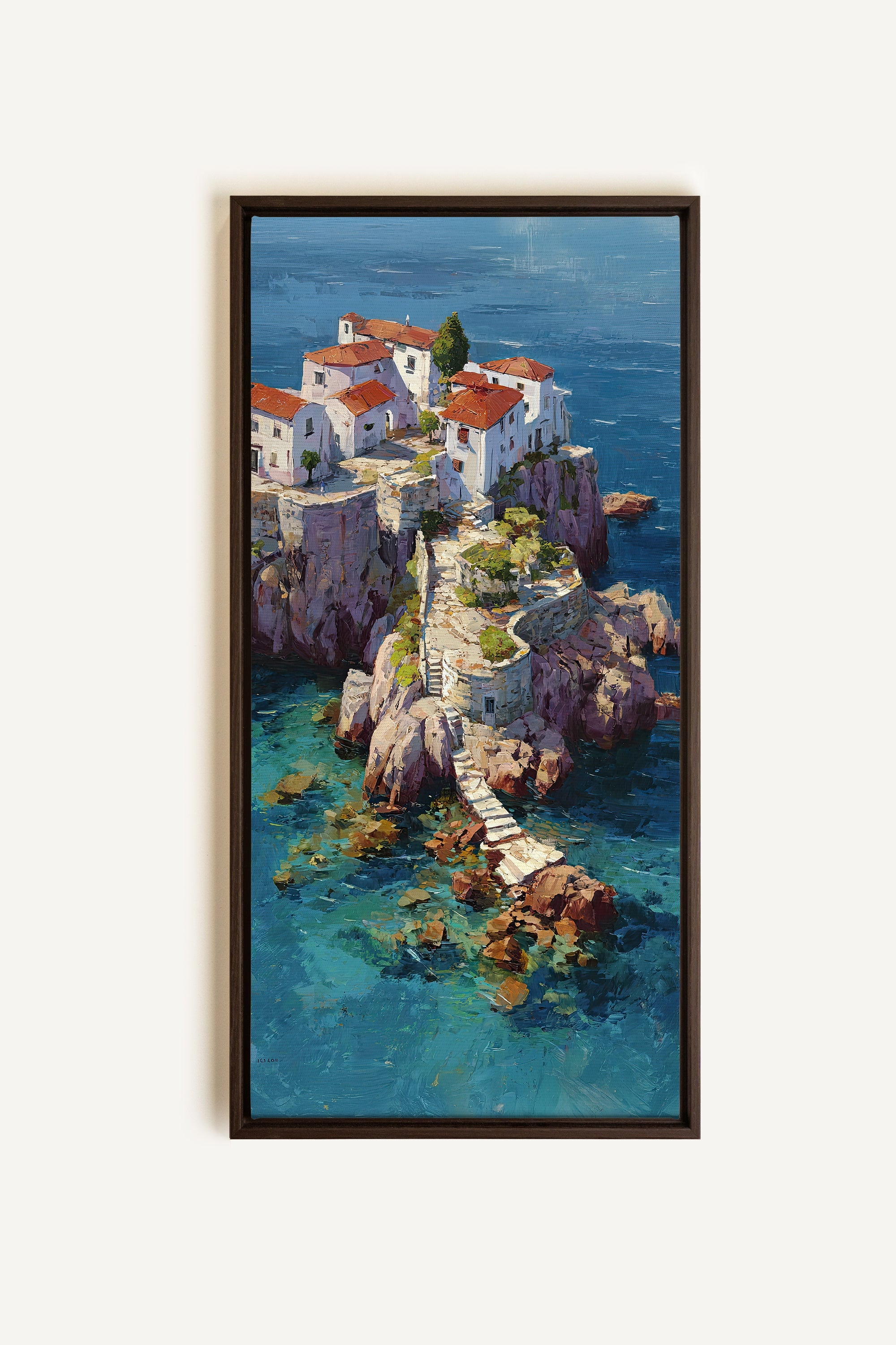 PATH TO THE SEA, Artwork on stretched canvas, framed in Walnut Brown