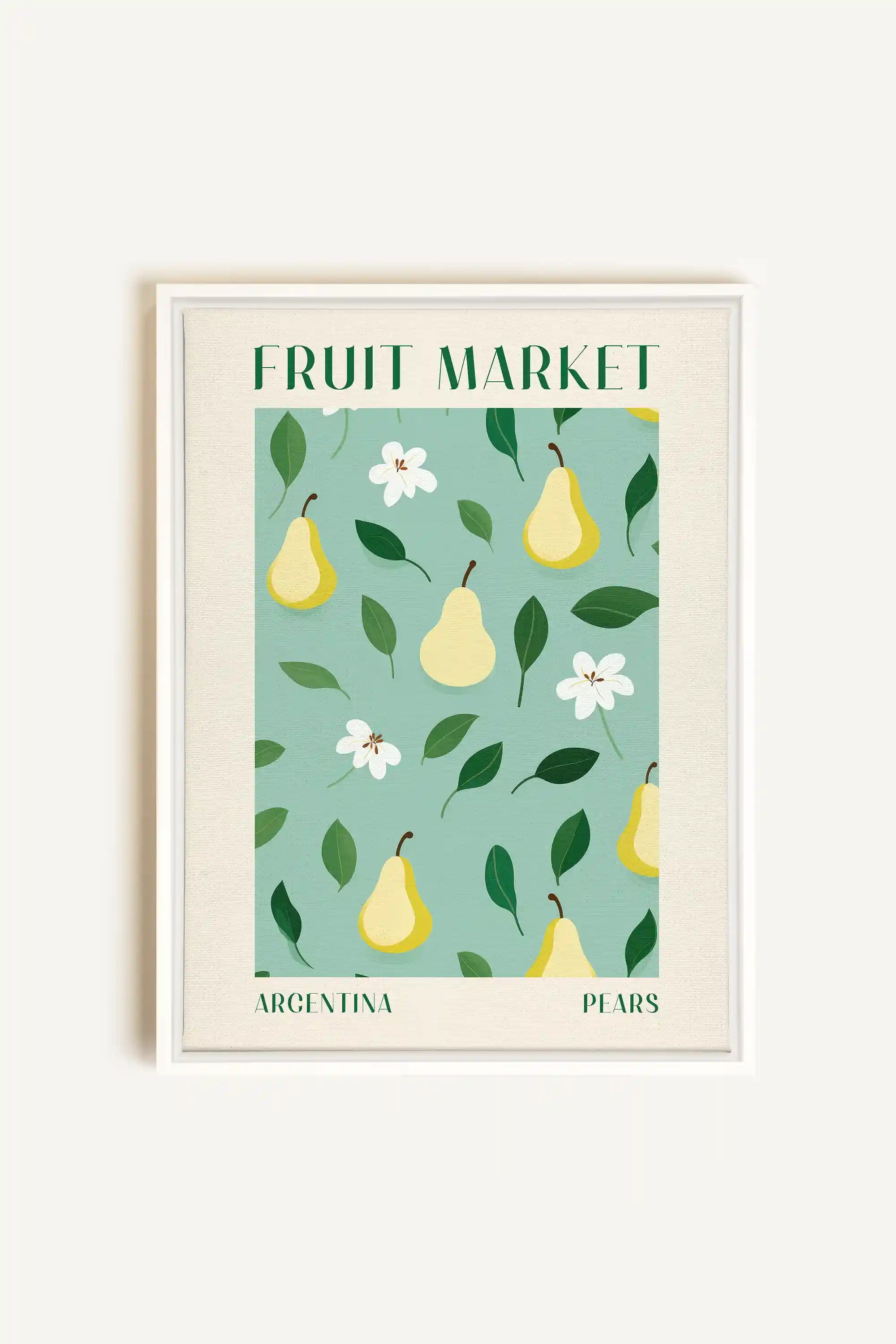 PEARS, Artwork on stretched canvas, framed in white