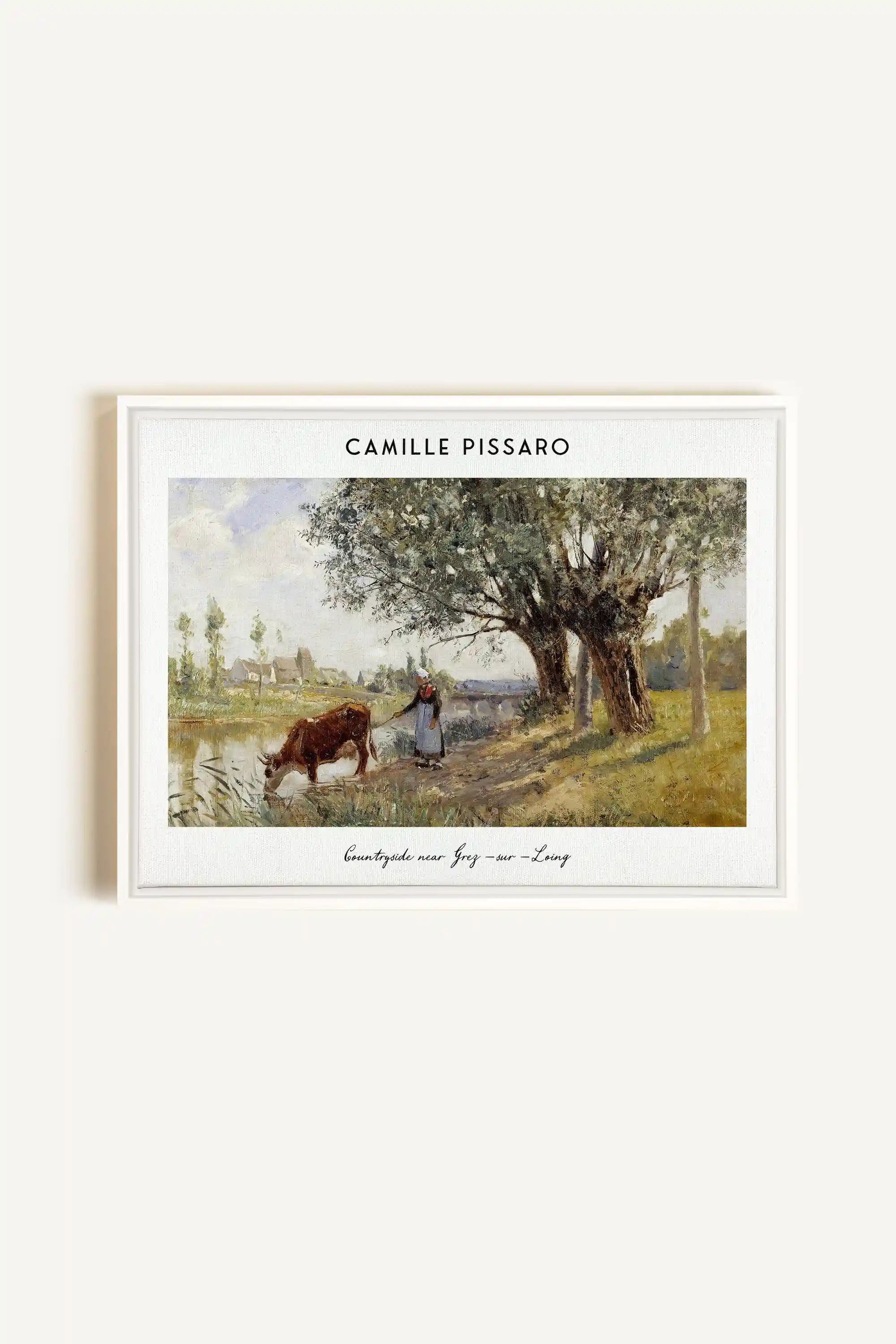 PISSARO, Oeuvre sur toile étirée, encadré Blanc