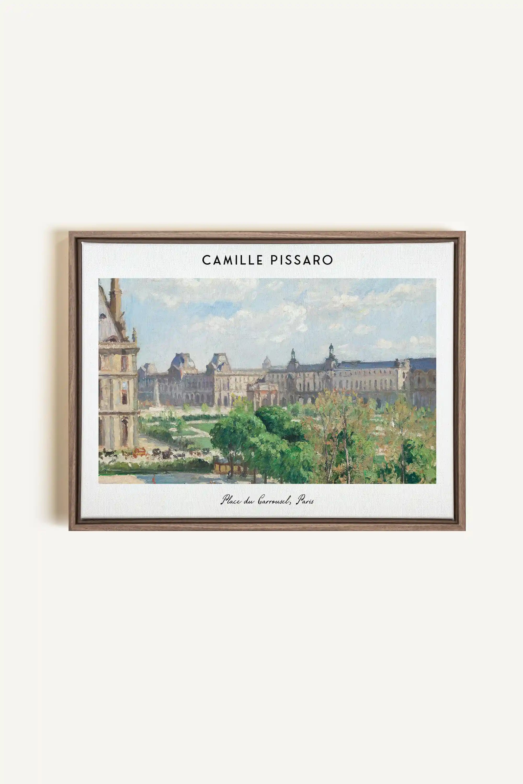 PLACE DU CARROUSEL, Oeuvre sur toile étirée, encadré Brun Chêne