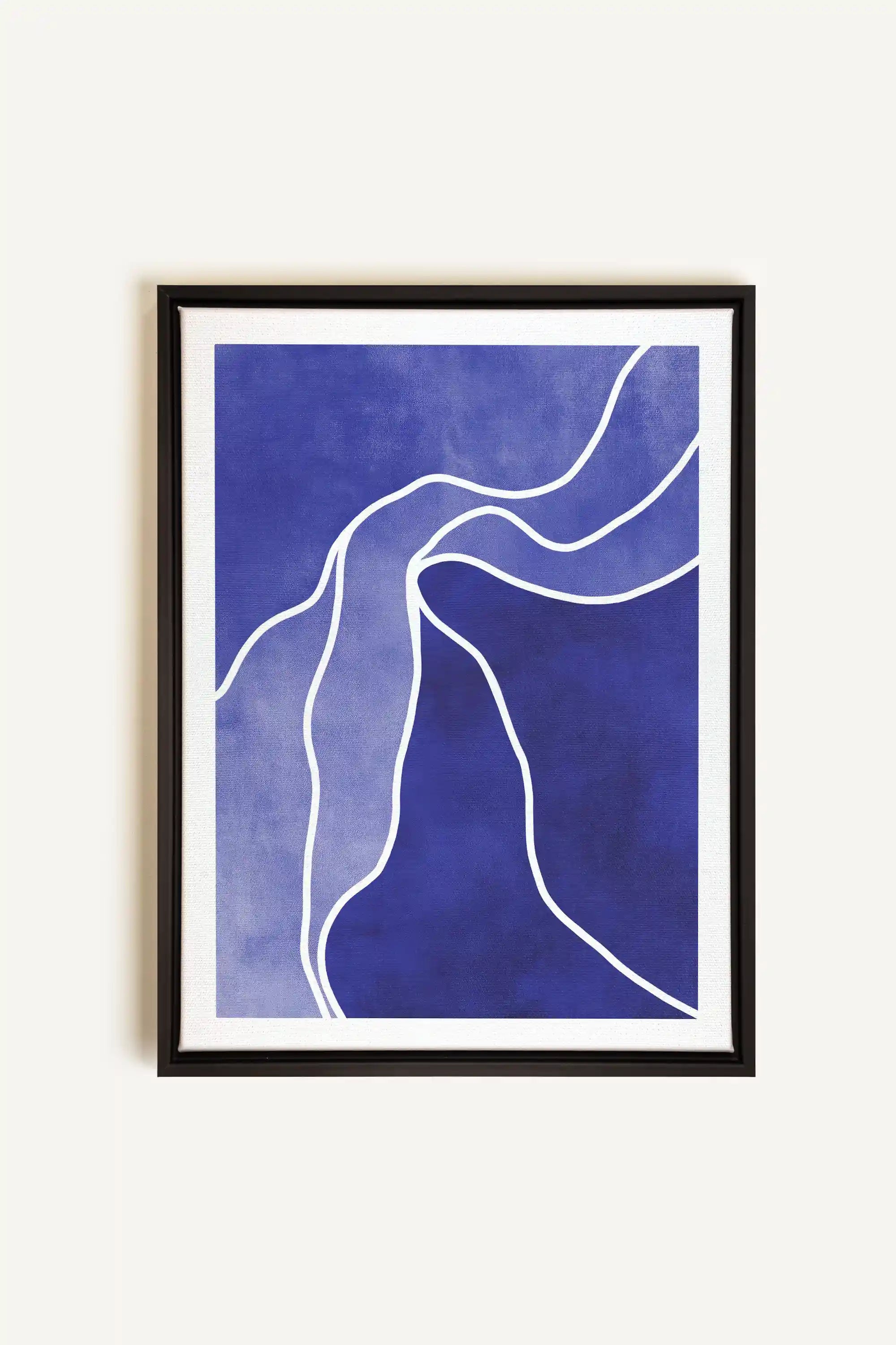 REFLET INDIGO, Oeuvre sur toile étirée, encadré Noir
