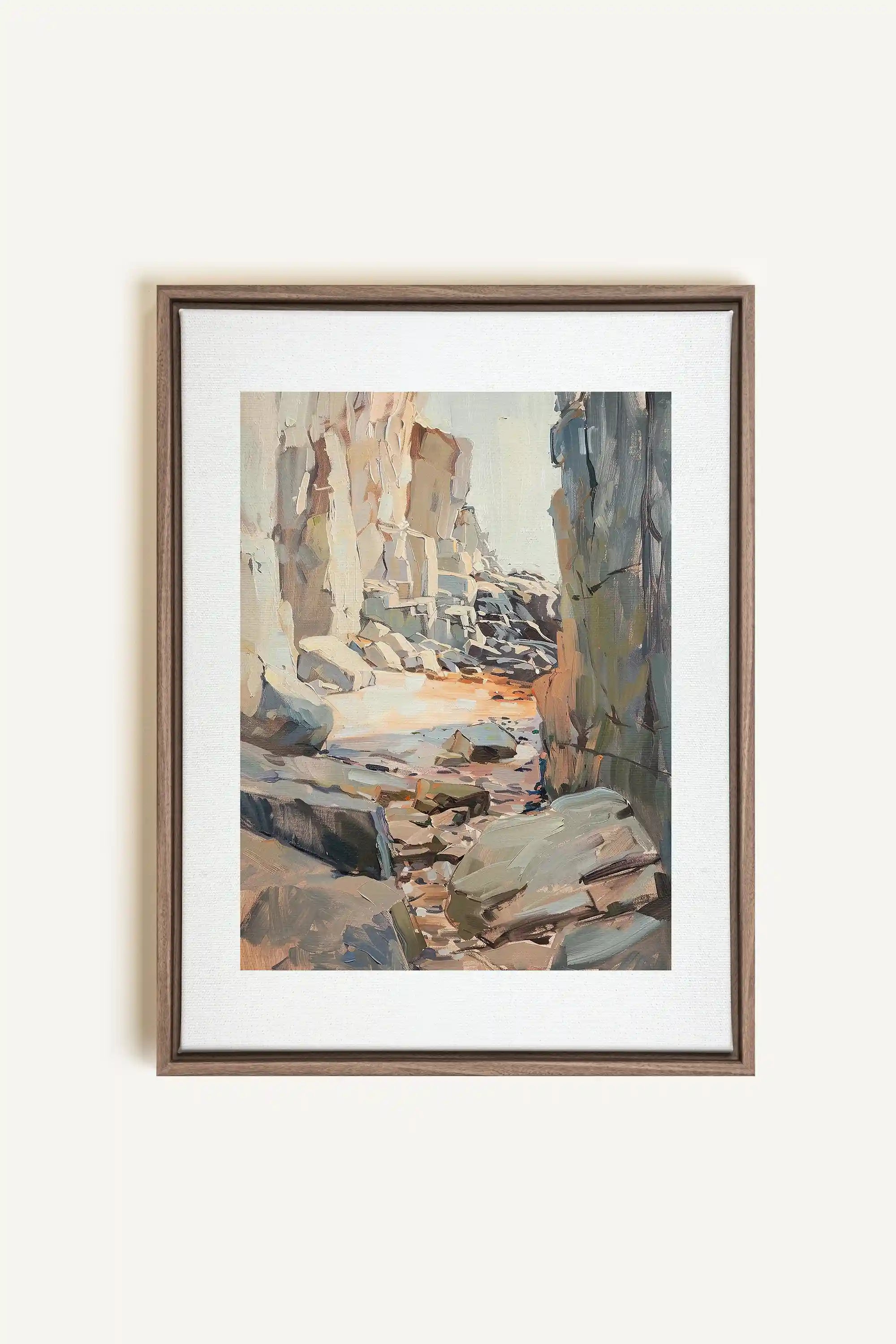 ROCKY PATHWAY, Oeuvre sur toile étirée, encadré Brun Chêne