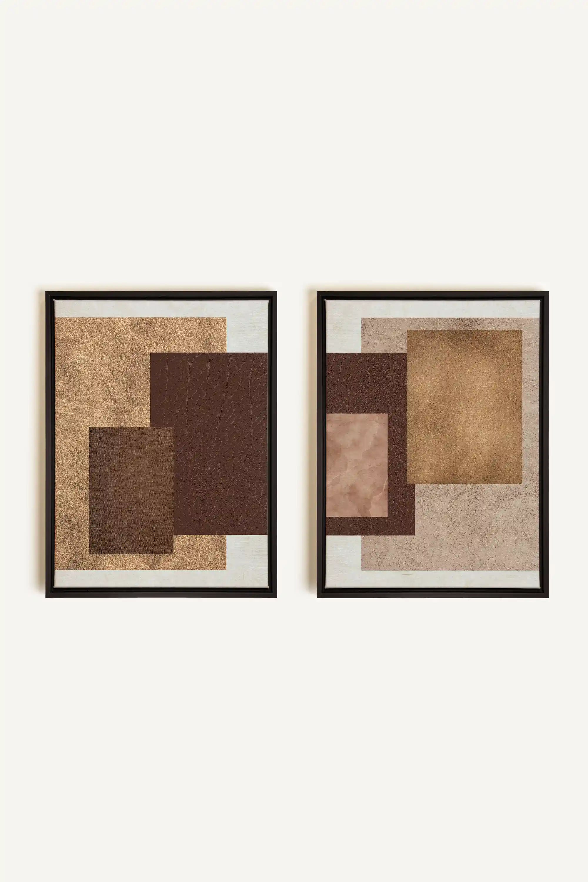 RUST & LEATHER DUO, 2 Oeuvres sur toile étirée, encadré Noir