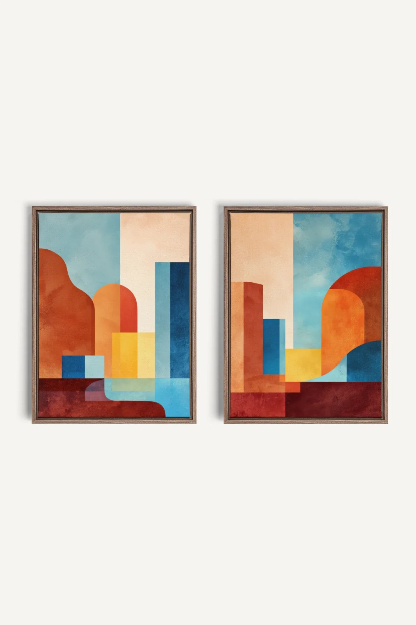 RETRO ARCH DUO, 2 Oeuvres sur toile étirée, encadré Brun Chêne