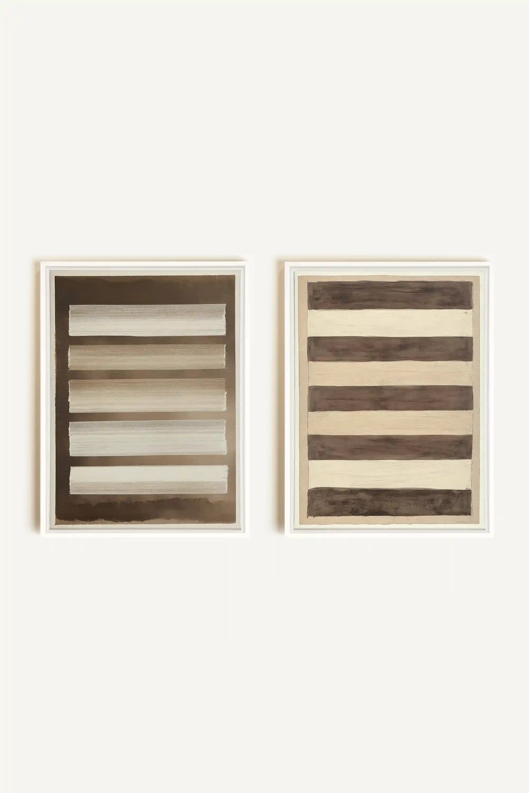 SANDY LINES DUO, 2 Oeuvres sur toile étirée, encadré Blanc