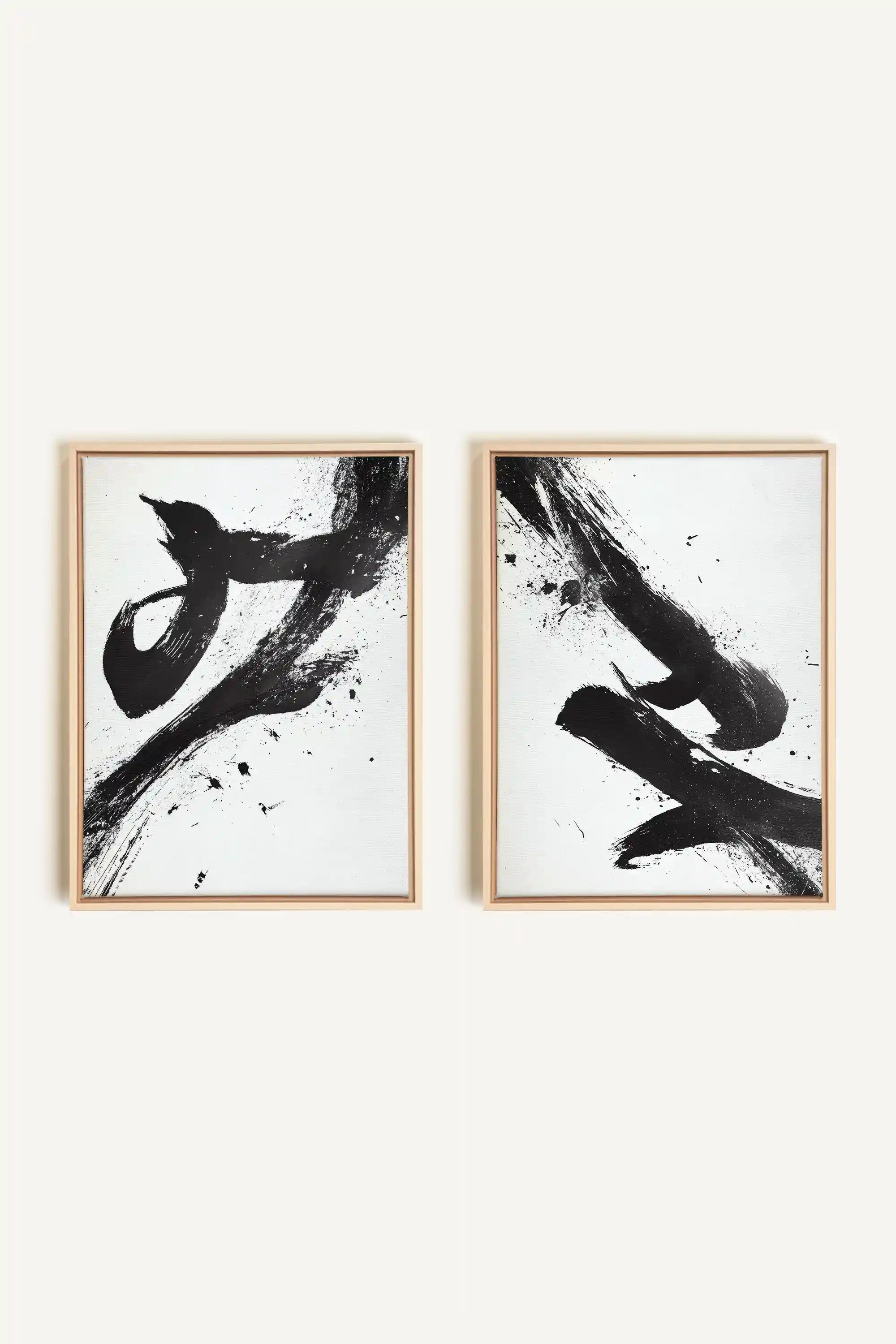 SHARP SHADOWS, 2 Artworks on stretched canvas, framed Natural Light