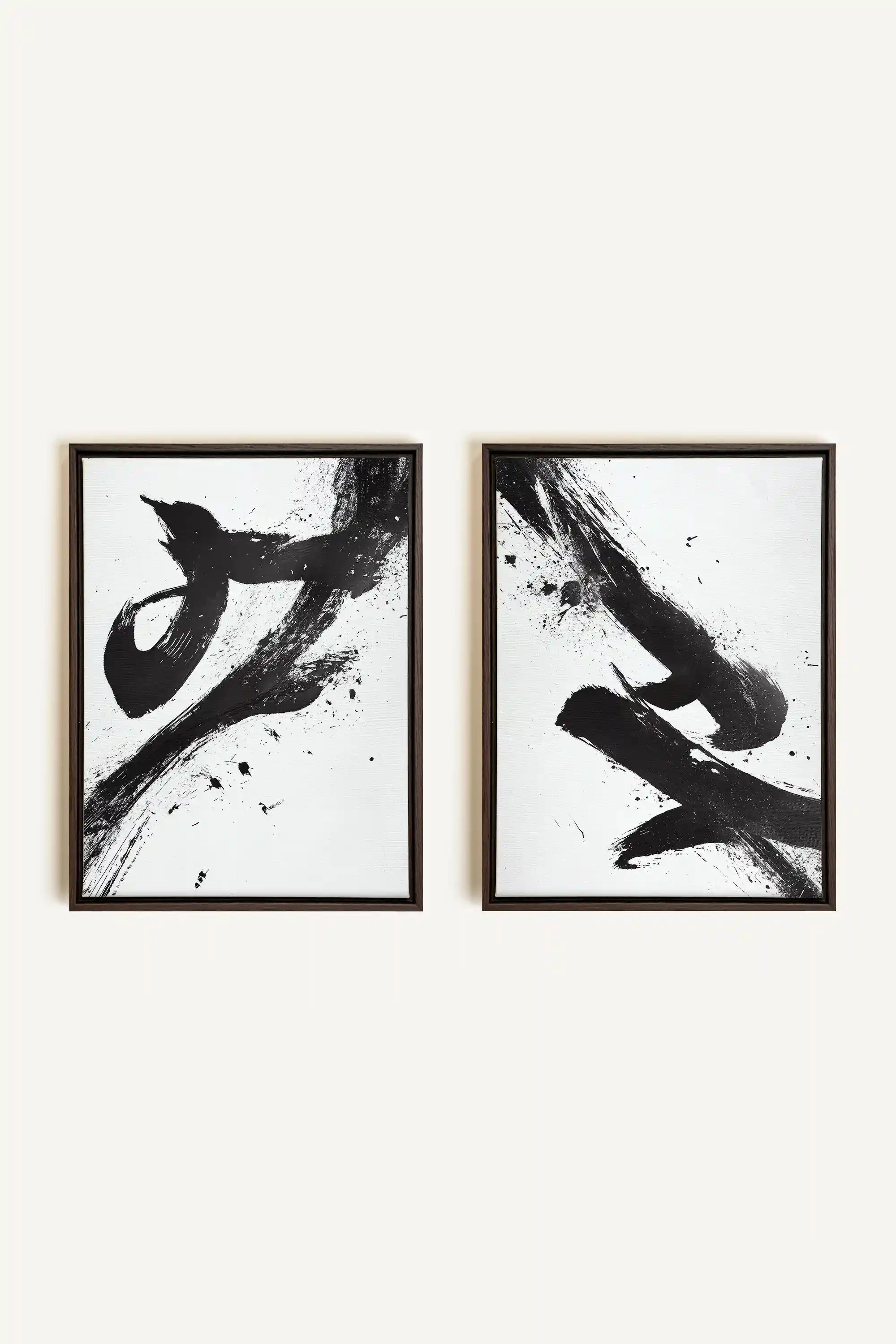 SHARP SHADOWS, 2 Works on stretched canvas, framed in Walnut Brown