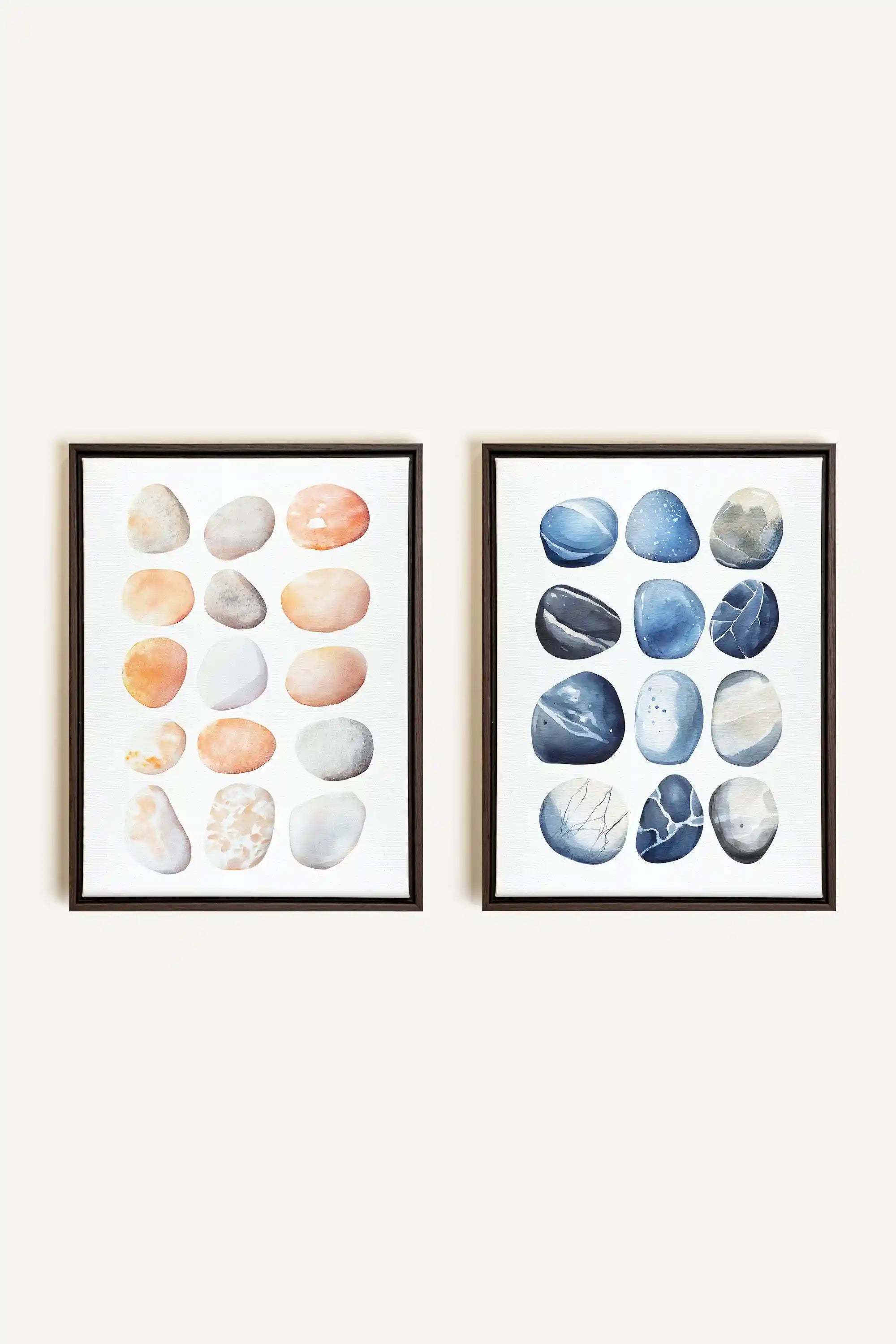 SHORELINE GEMS DUO, 2 Oeuvres sur toile étirée, encadré Brun Noyer