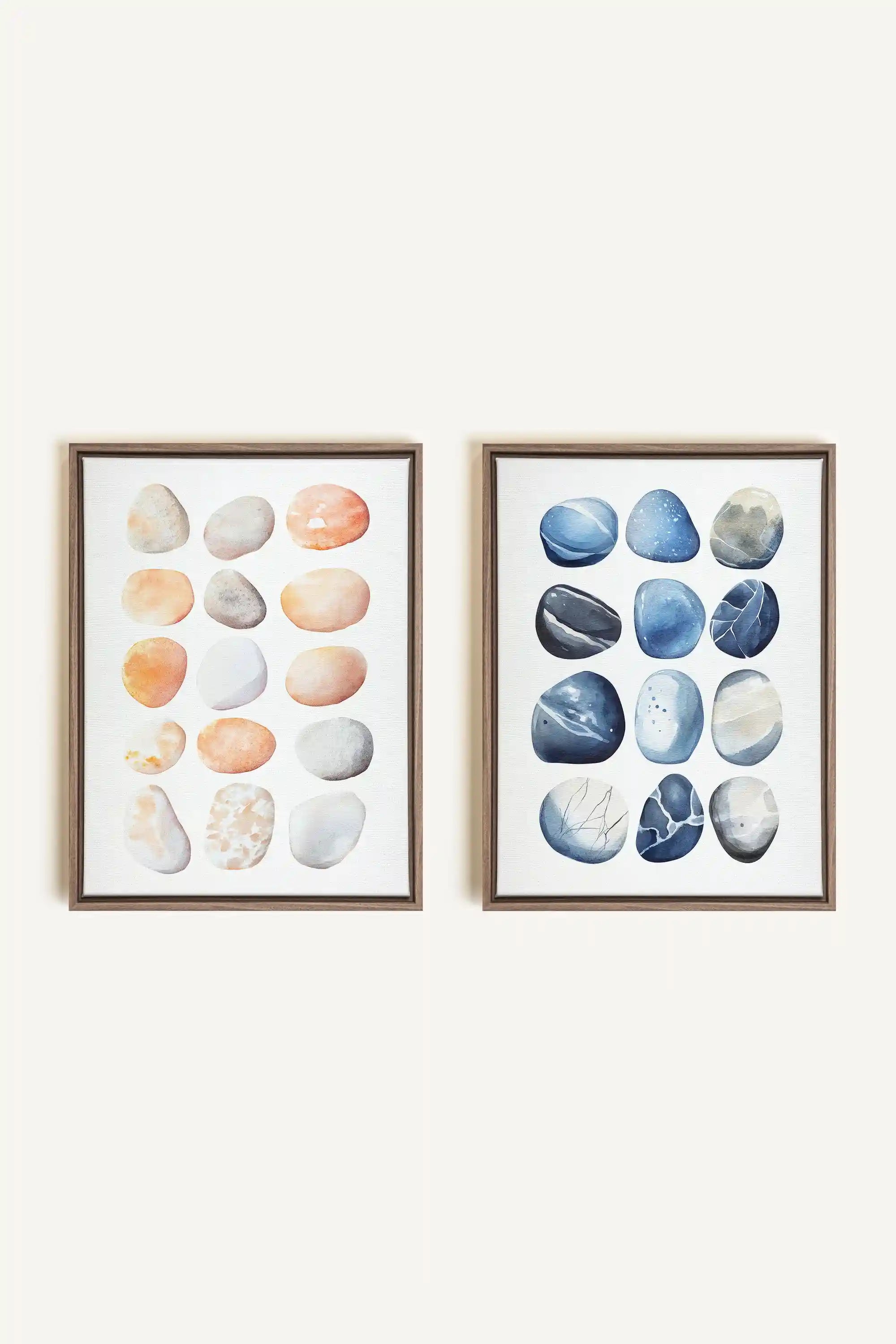 SHORELINE GEMS DUO, 2 Oeuvres sur toile étirée, encadré Brun Chêne