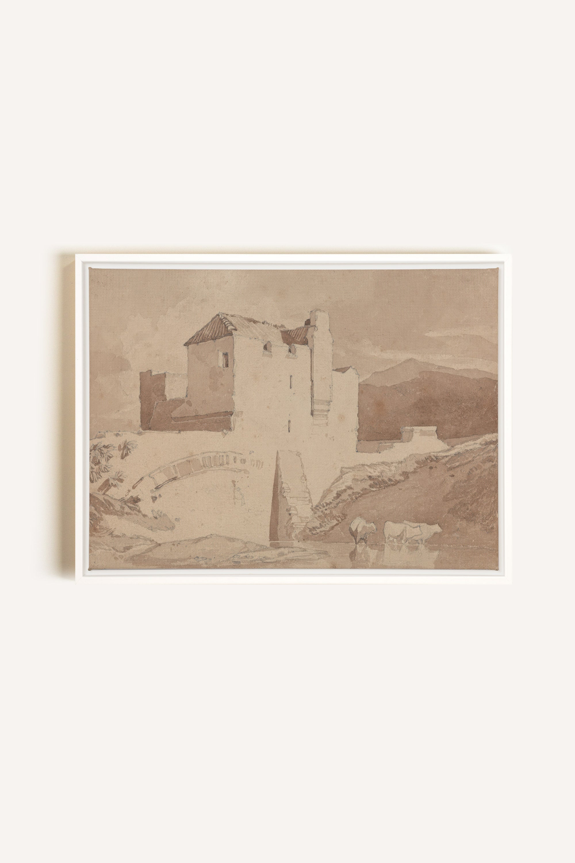STONE AND STREAM, Oeuvre sur toile étirée, encadré Blanc
