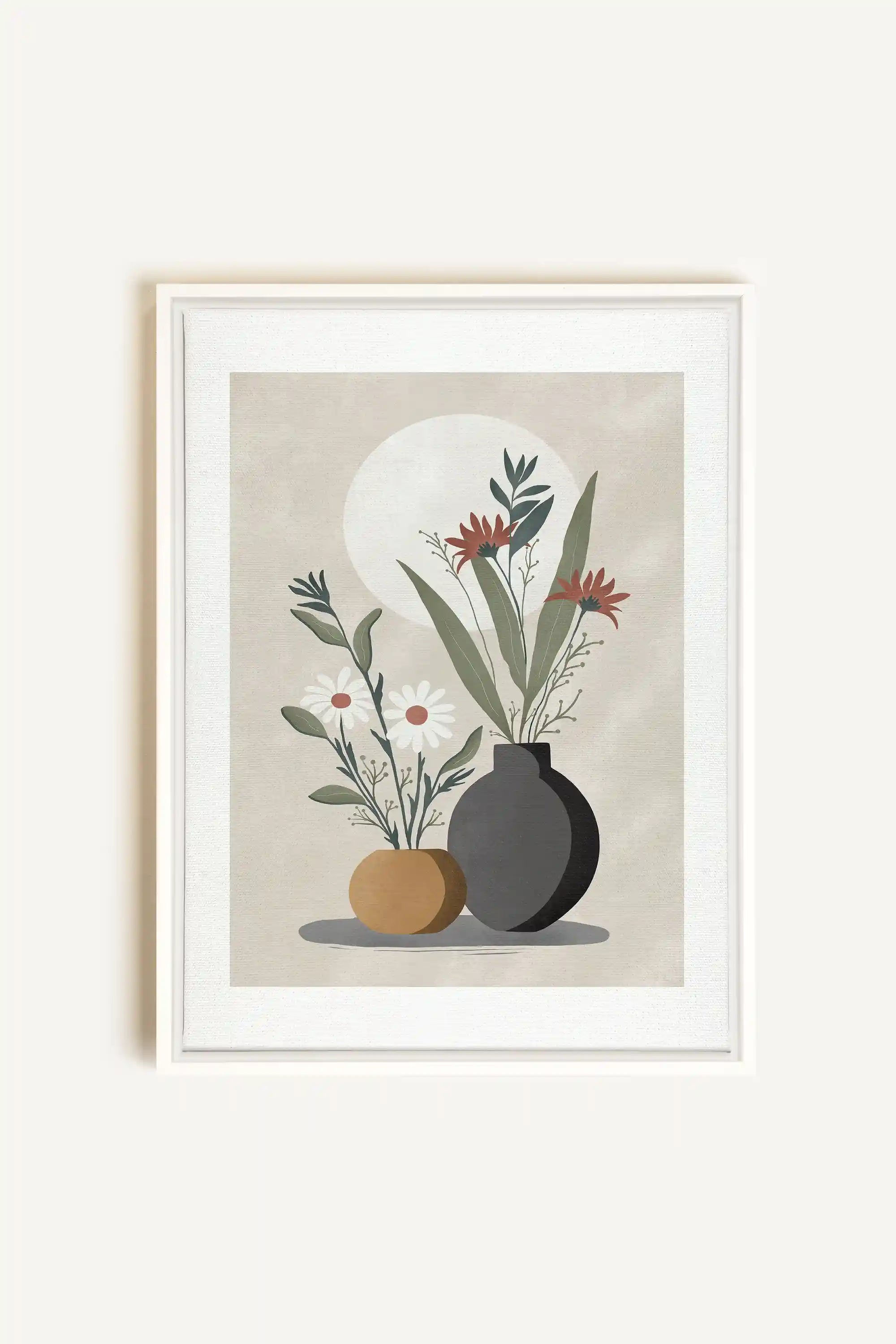SUNLIT BLOOMS, Oeuvre sur toile étirée, encadré Blanc