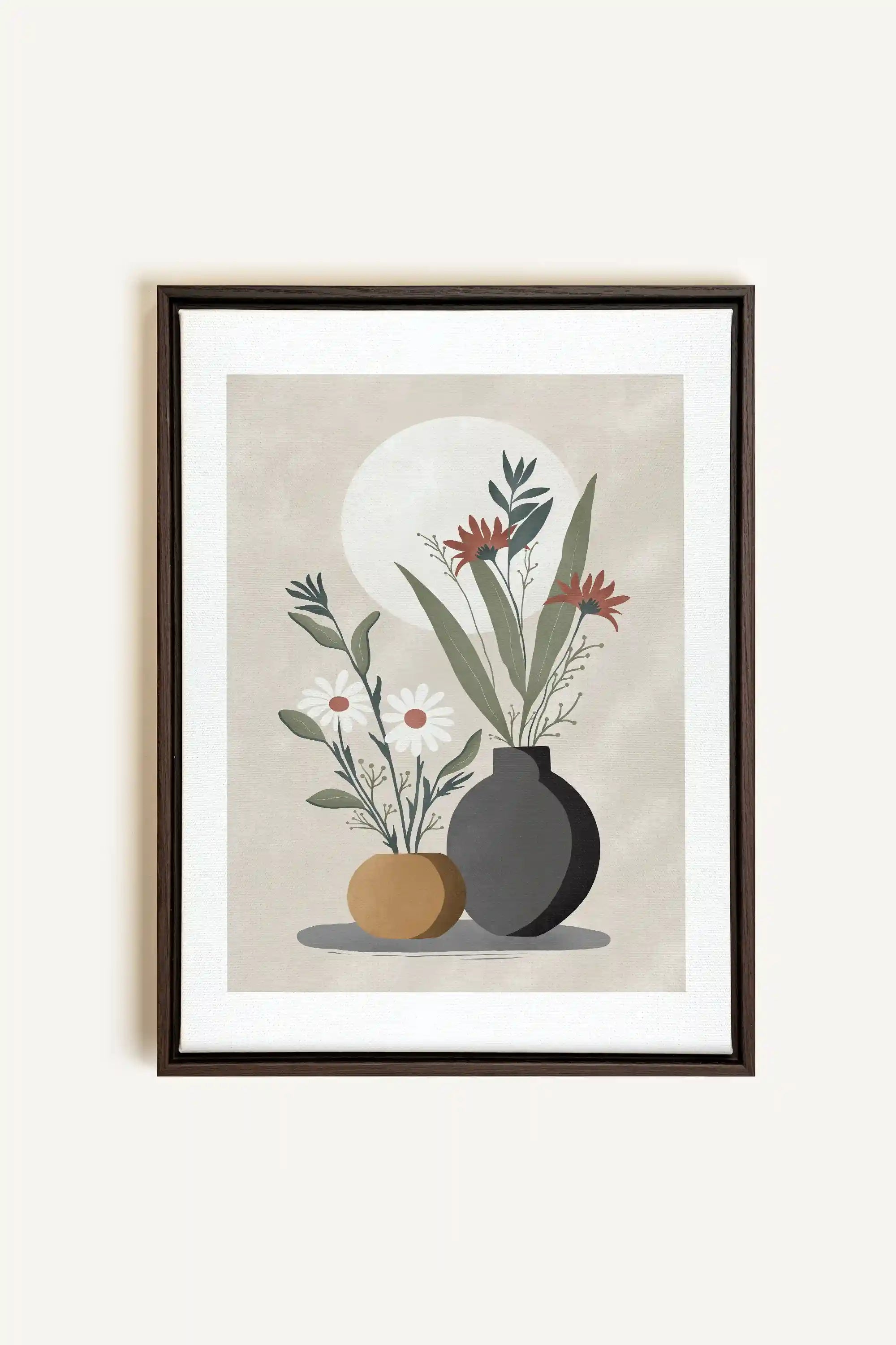 SUNLIT BLOOMS, Oeuvre sur toile étirée, encadré Brun Noyer