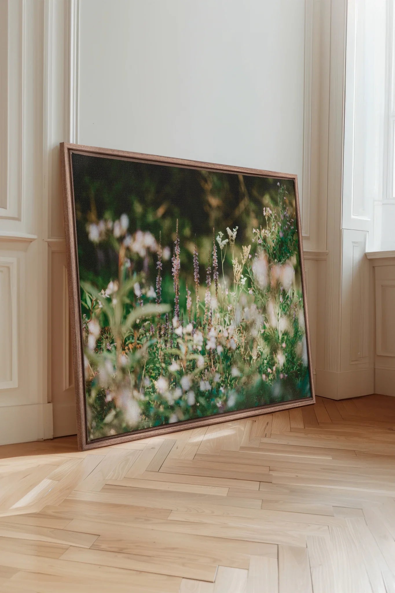 SAUGE & LAVANDE, Oeuvre sur toile étirée, encadré Brun Chêne