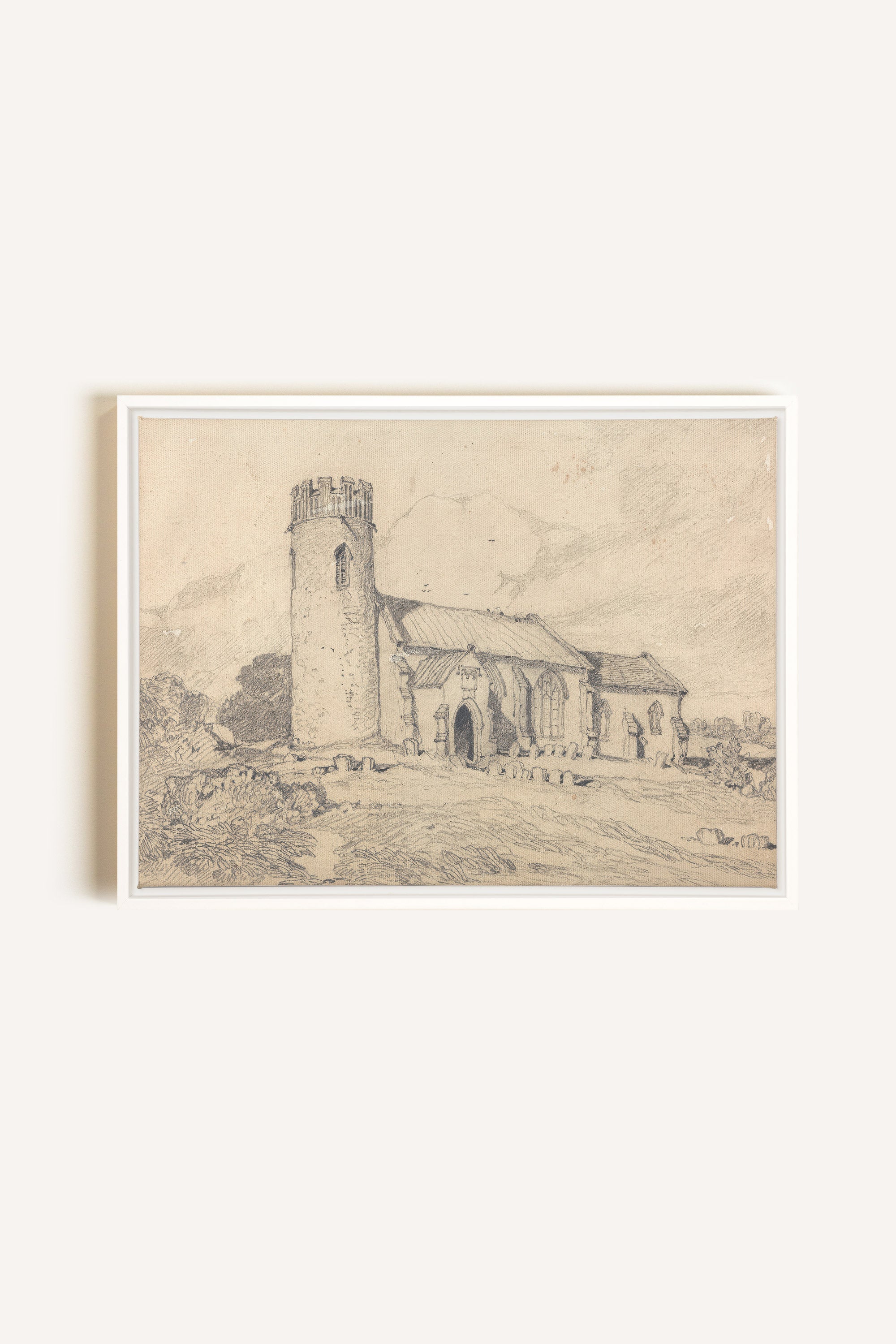 TOUR SOLITAIRE, Oeuvre sur toile étirée, encadré Blanc