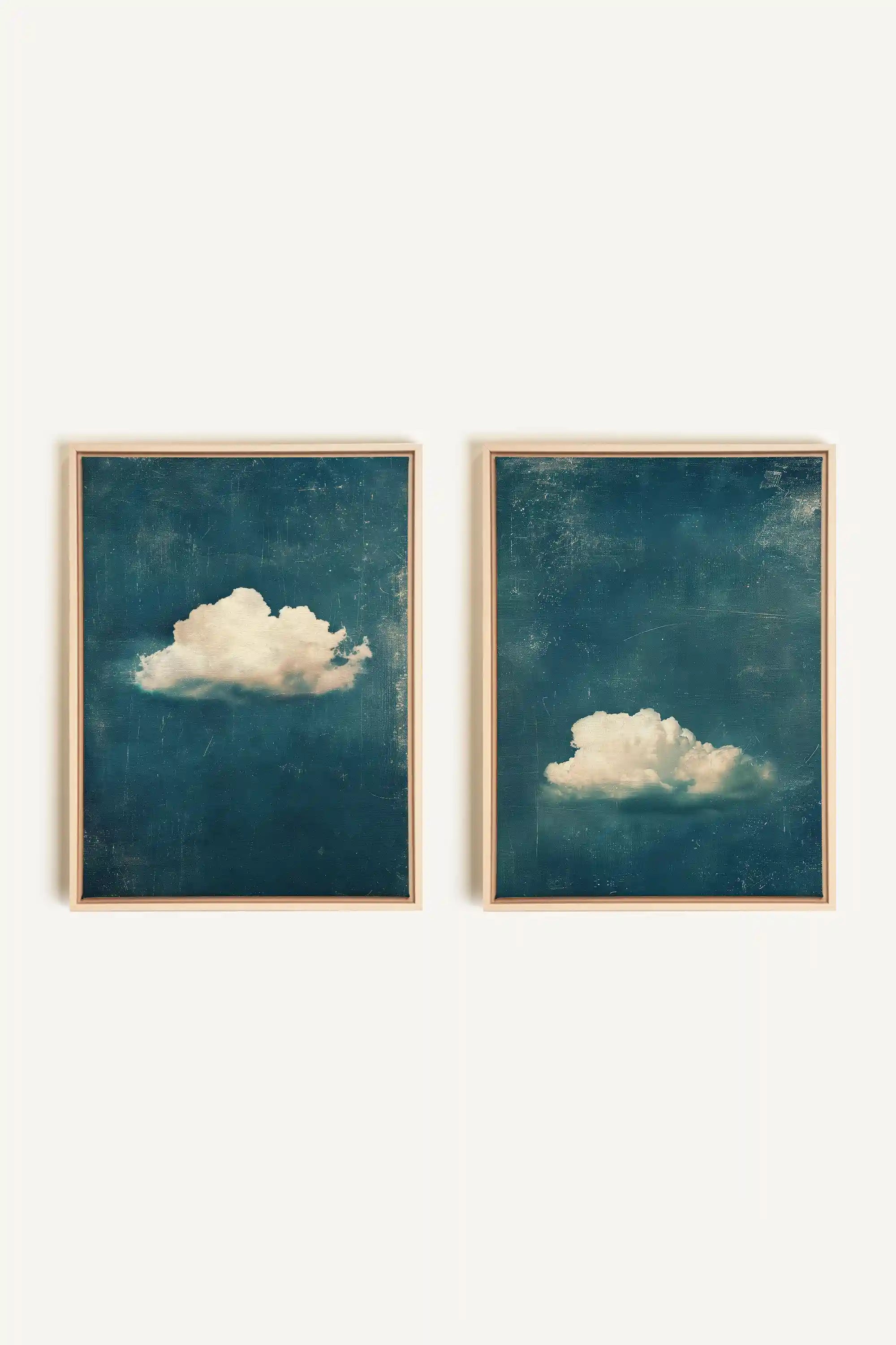 TWILIGHT BLUE SET, 2 Oeuvres sur toile étirée, encadré Naturel Clair