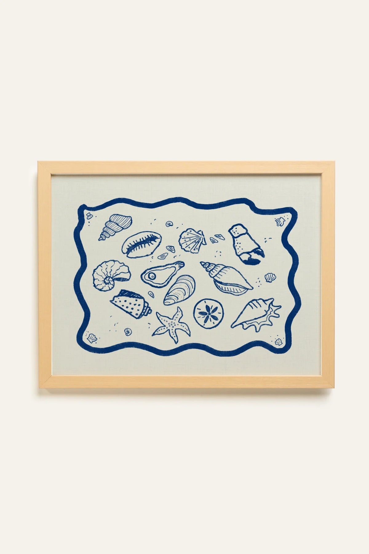 TRÉSORS DU RIVAGE, Oeuvre sur toile rigide, encadré naturel clair