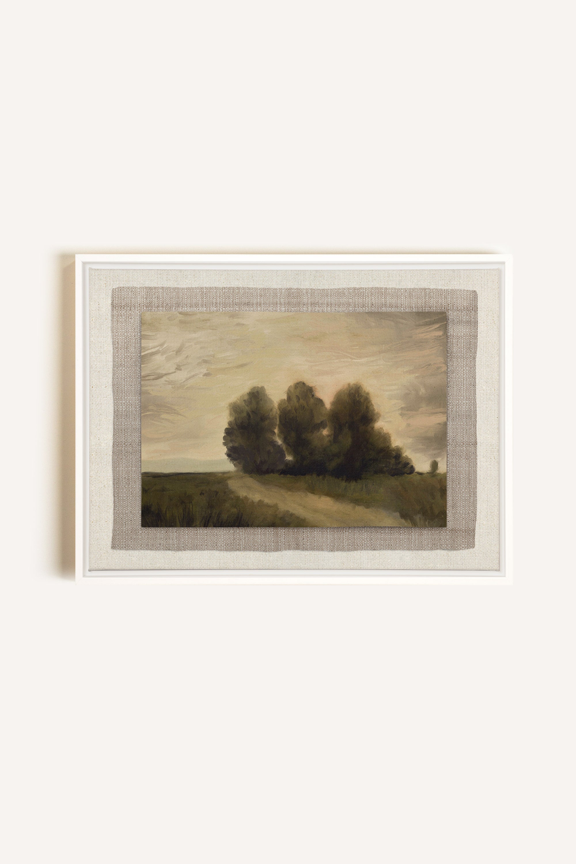 VALLEY LANDSCAPE, Oeuvre sur toile étirée, encadré Blanc