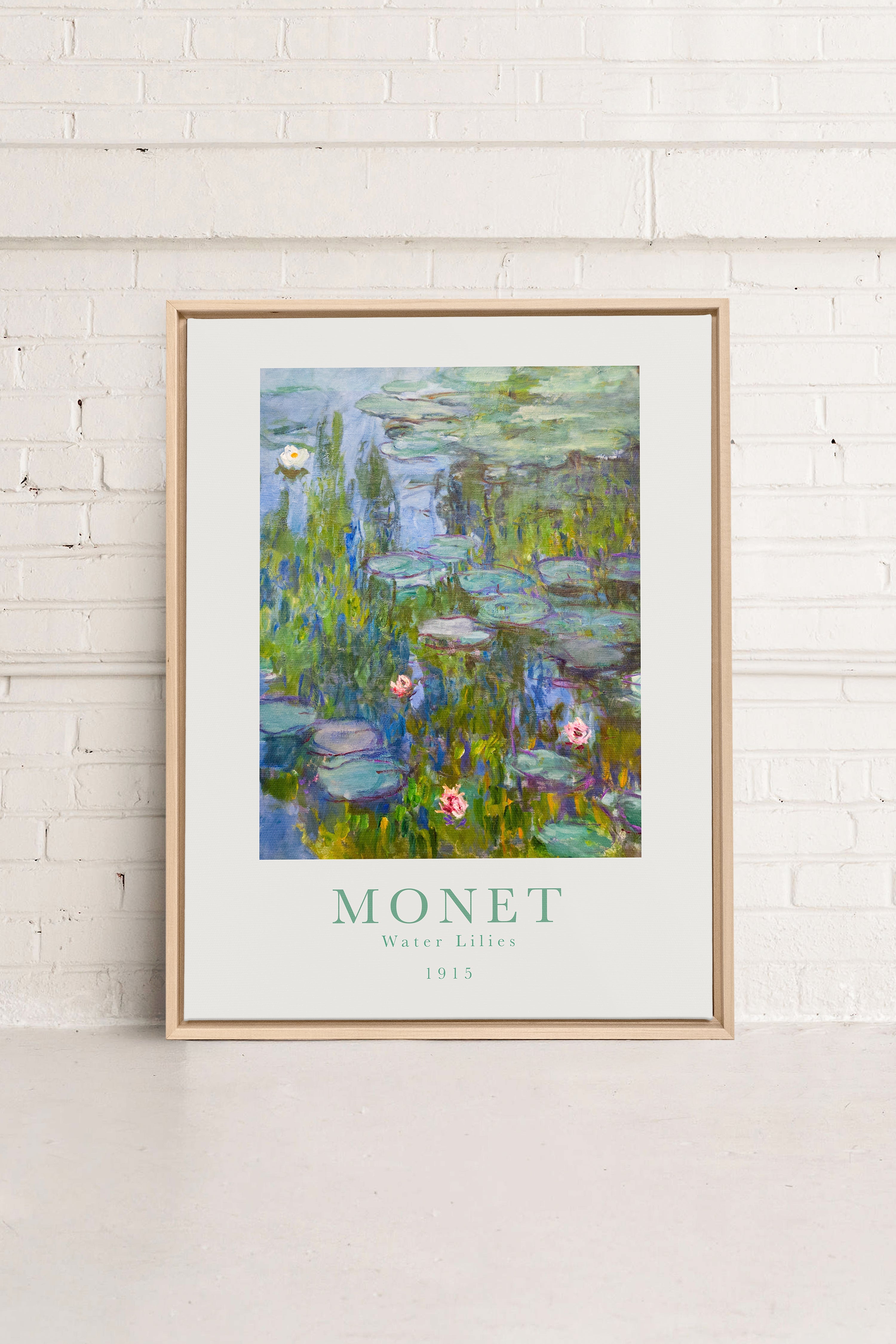 WATER LILIES, Oeuvre sur toile étirée, encadré Naturel Clair