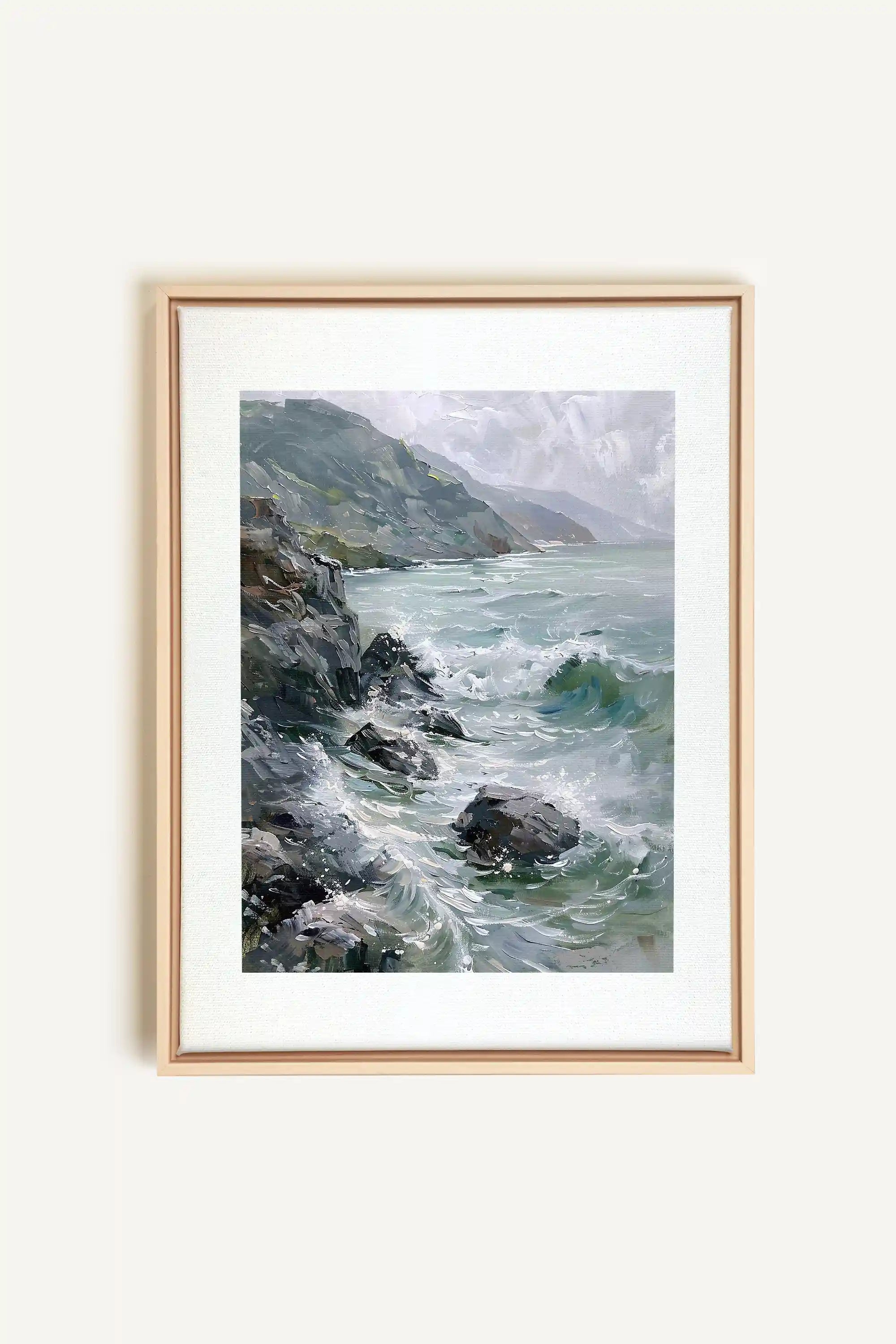 WILD COAST, Artwork on stretched canvas, framed Natural Light