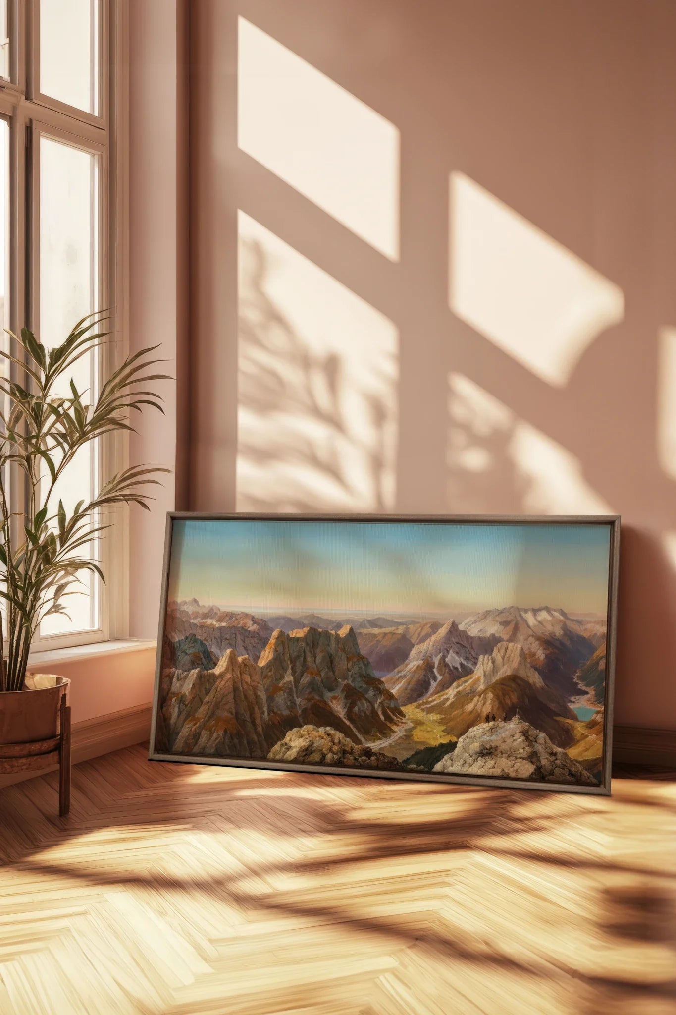 ATLAS GLOW, Oeuvre sur toile étirée, encadré Brun Chêne