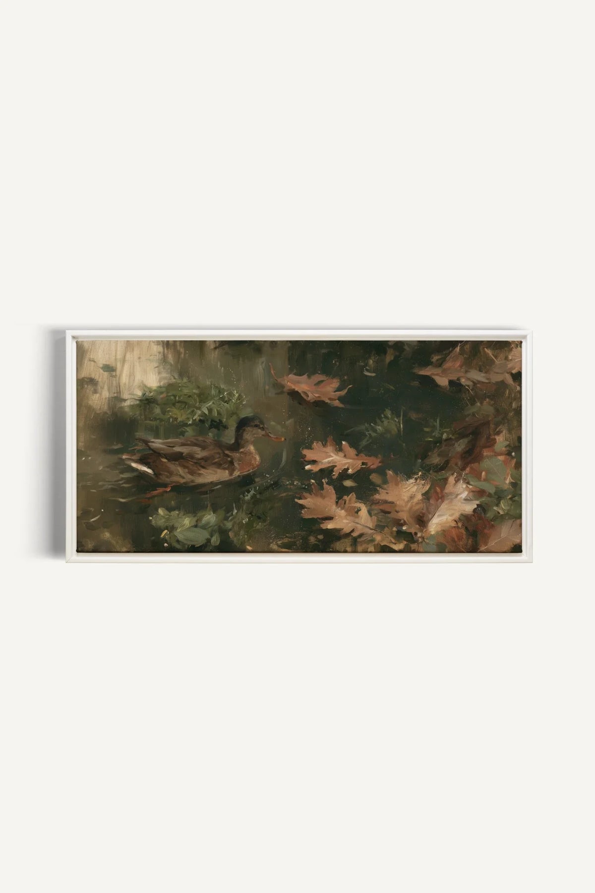 AUTUMN POND toile étirée encadré blanc