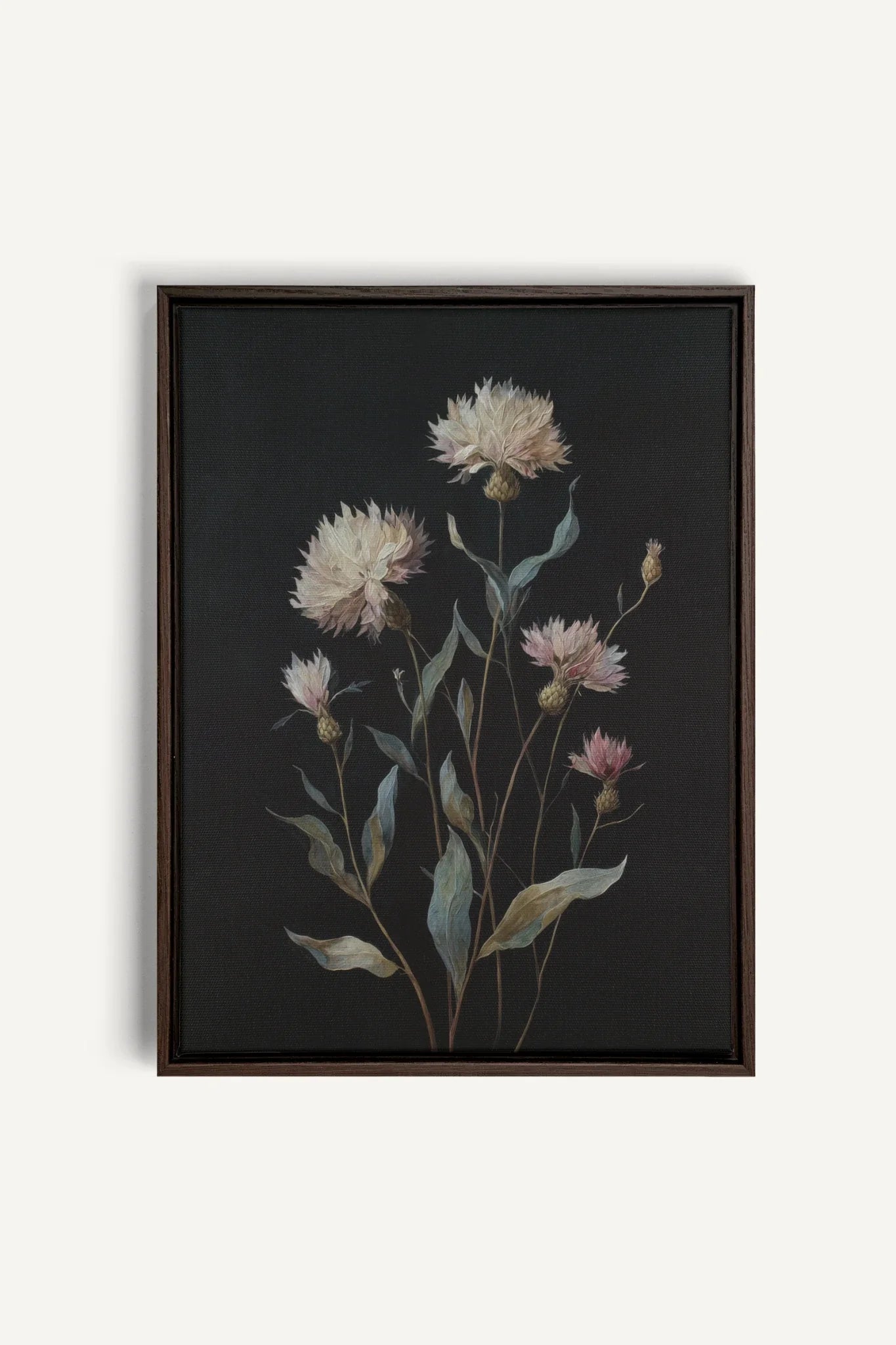 BLUSH FLORA, Work on stretched canvas, framed Walnut Brown