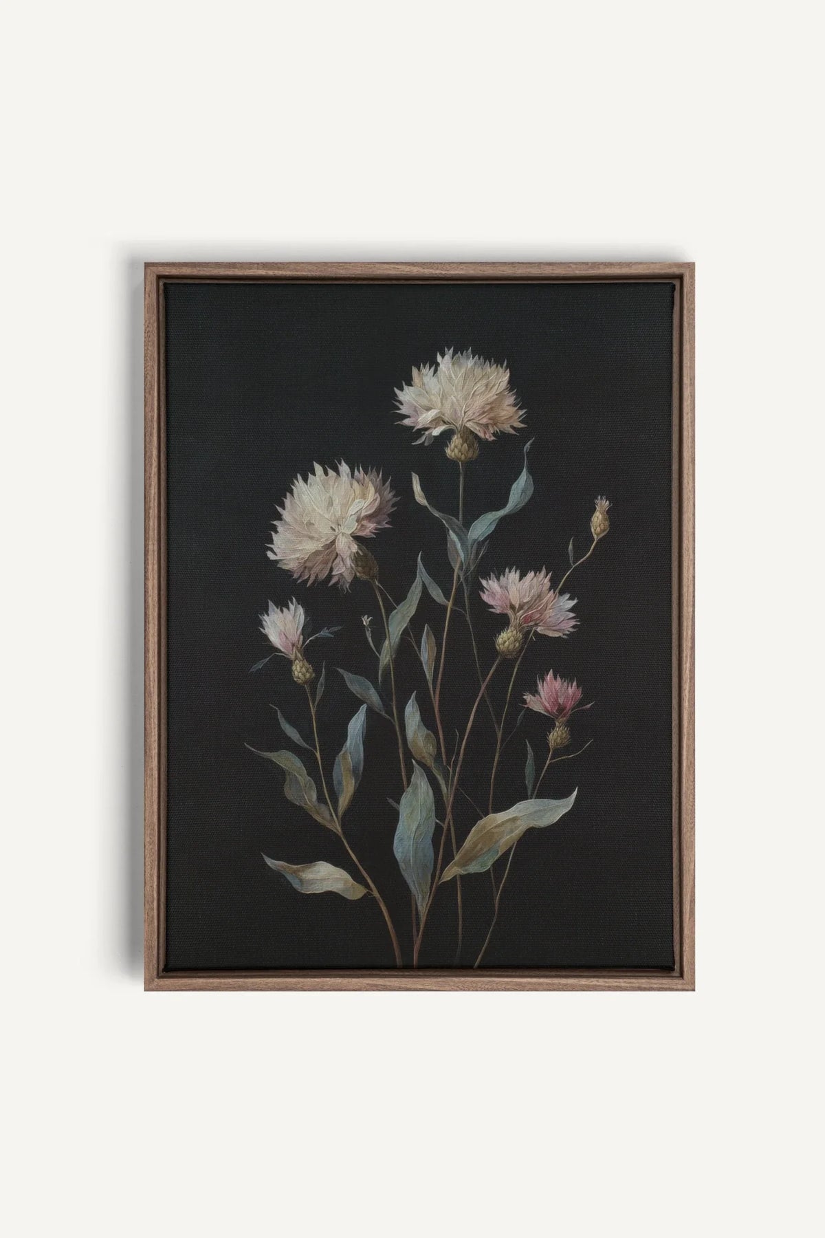 BLUSH FLORA, Oeuvre sur toile étirée, encadré Brun Chêne