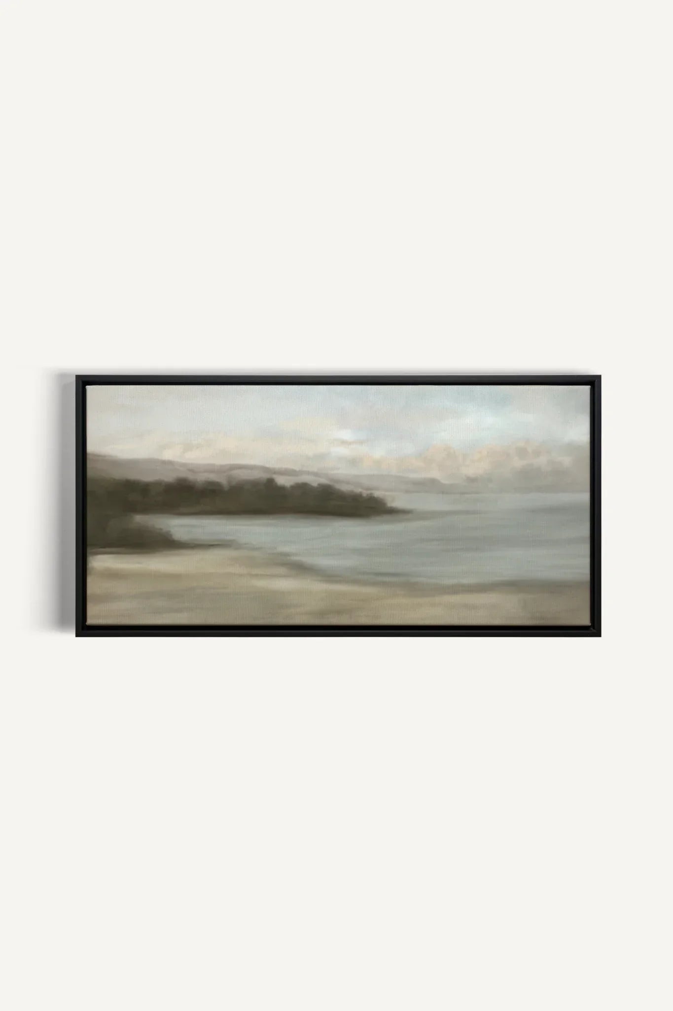 OLEKA CANVAS - CALME SUR LA RIVE, Oeuvre sur toile étirée, encadré Noir