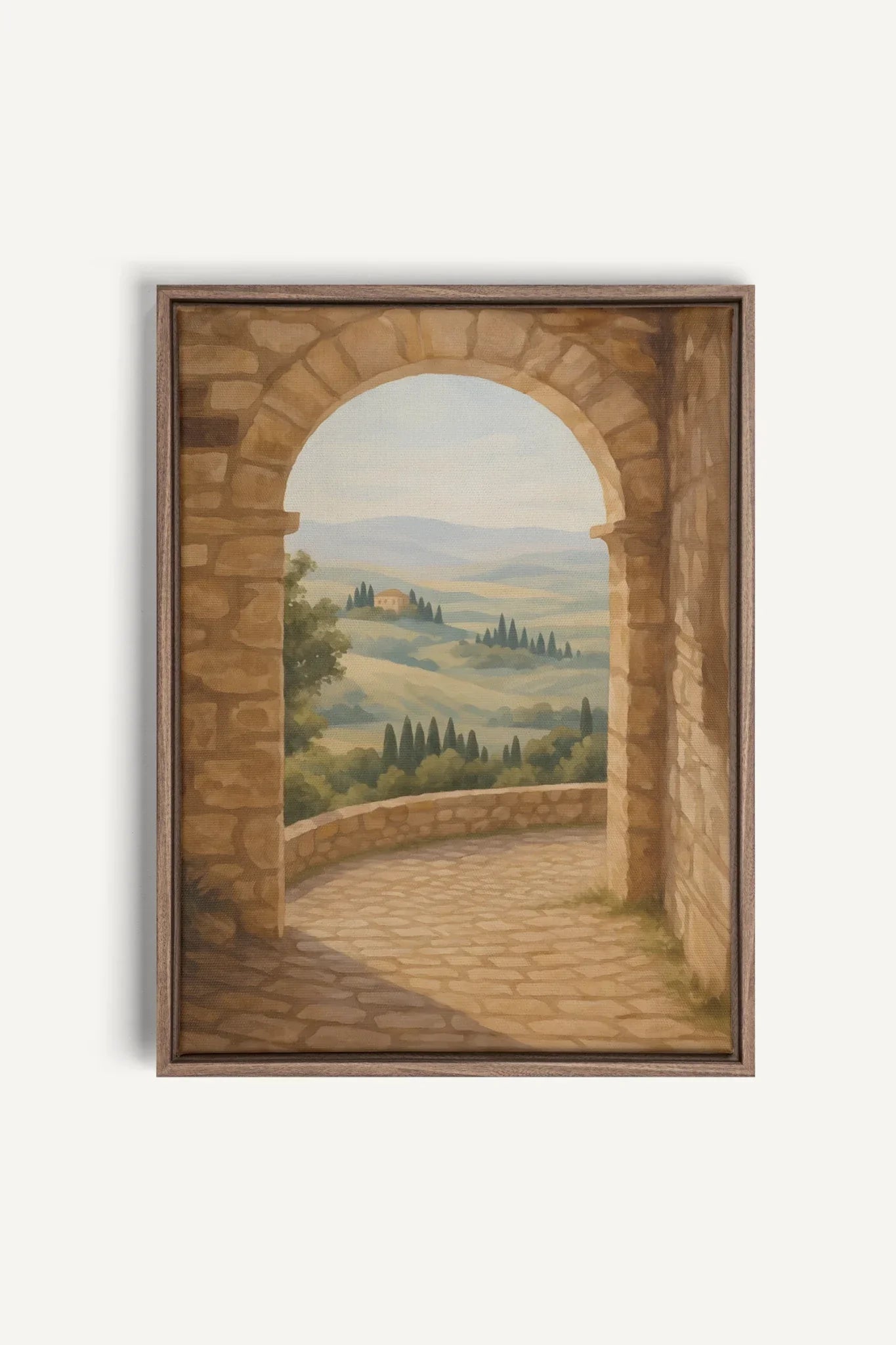 OLEKA CANVAS - CHEMIN DORÉ, Oeuvre sur toile étirée, encadré Brun Chêne