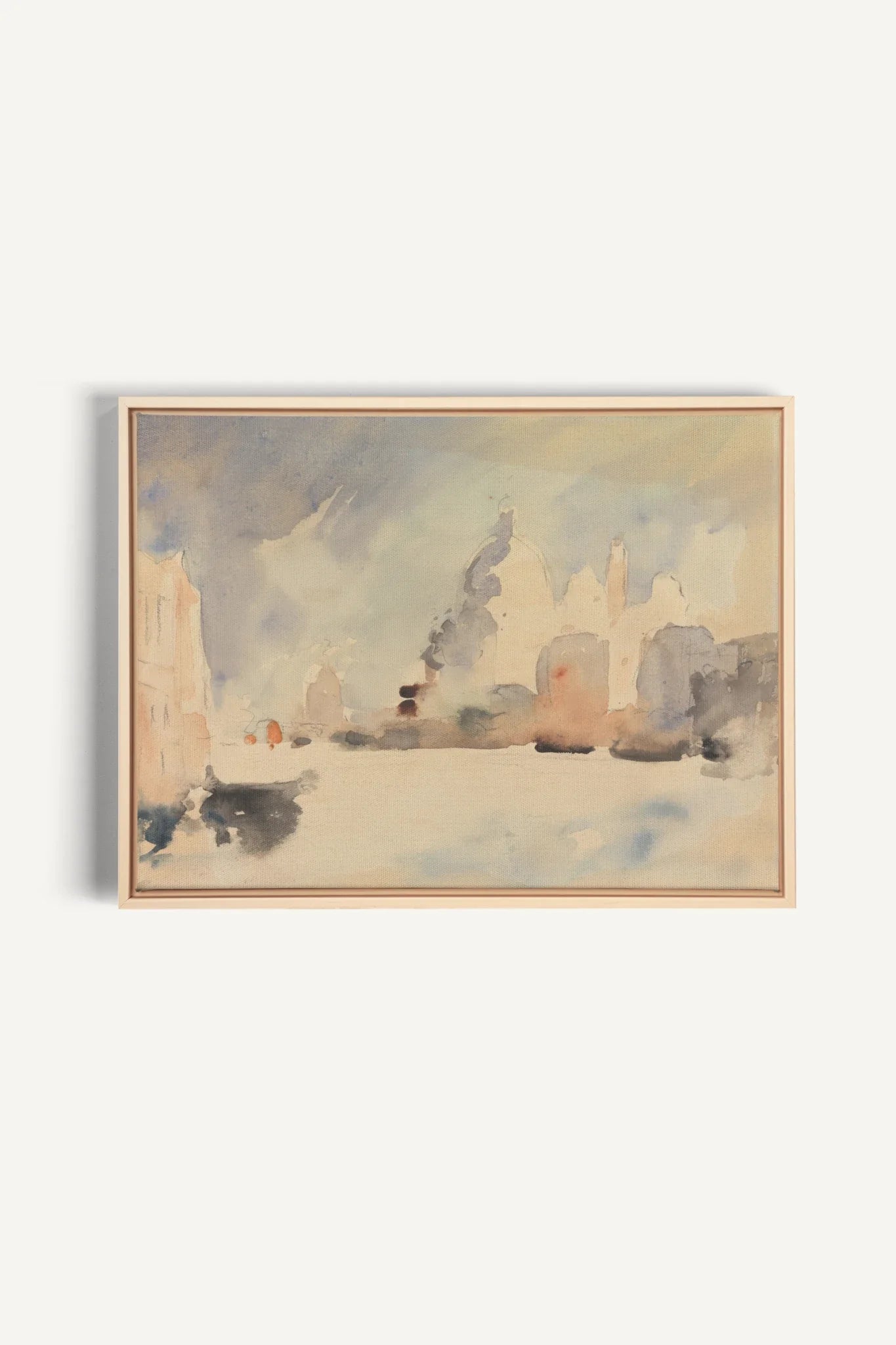 CITY IN MIST, Oeuvre sur toile étirée, encadré Naturel Clair