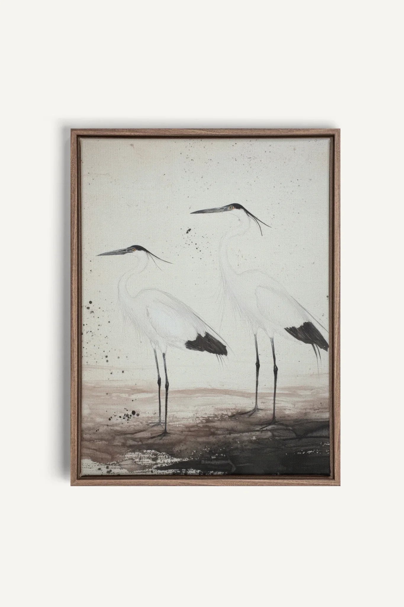 OLEKA CANVAS - DANSE DES PLUMES, Oeuvre sur toile étirée, encadré Brun Chêne