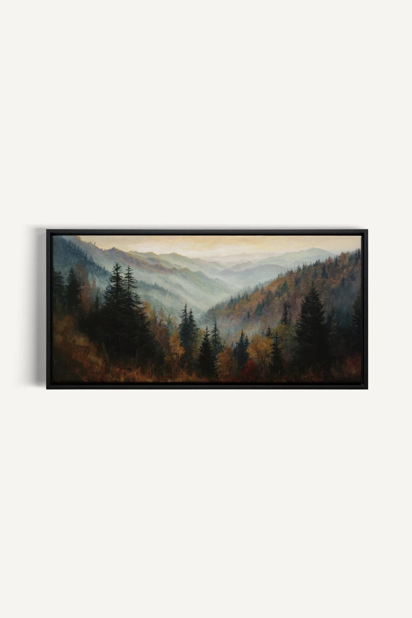 DAWN IN THE PINES, Oeuvre sur toile étirée, encadré Noir