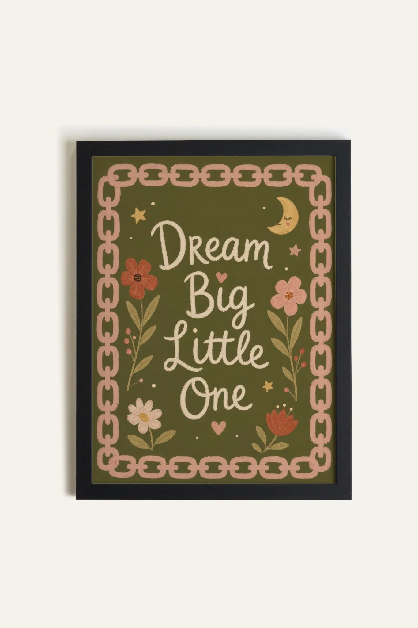 DREAM BIG, Oeuvre sur toile rigide, encadré Noir