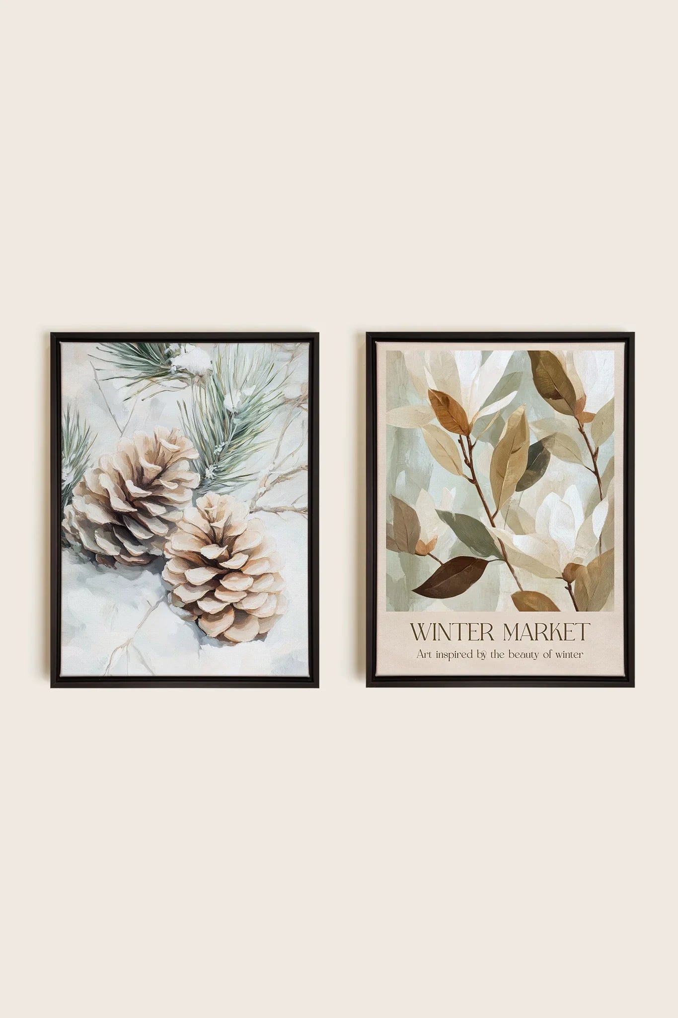 DUO GIVRE ET NATURE, Artwork on stretched canvas, framed in black