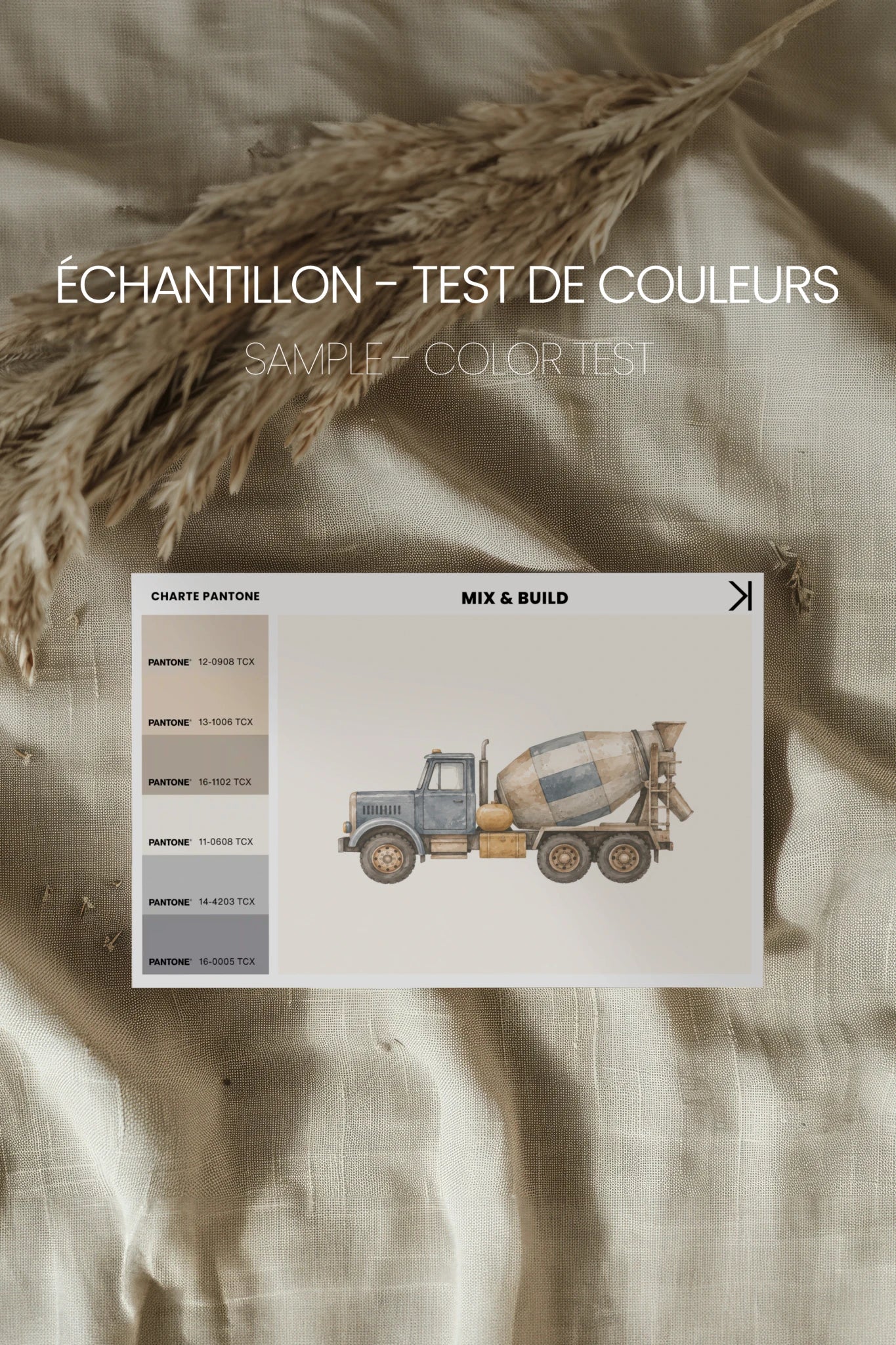MIX & BUILD, Oeuvre sur toile rigide, encadré brun chêne