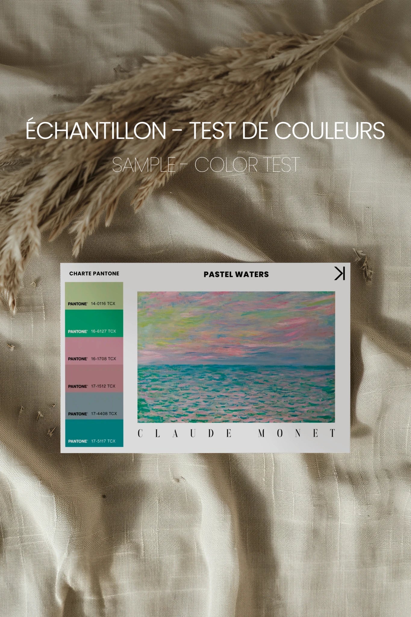 PASTEL WATERS, Oeuvre sur toile étirée, encadré Brun Chêne