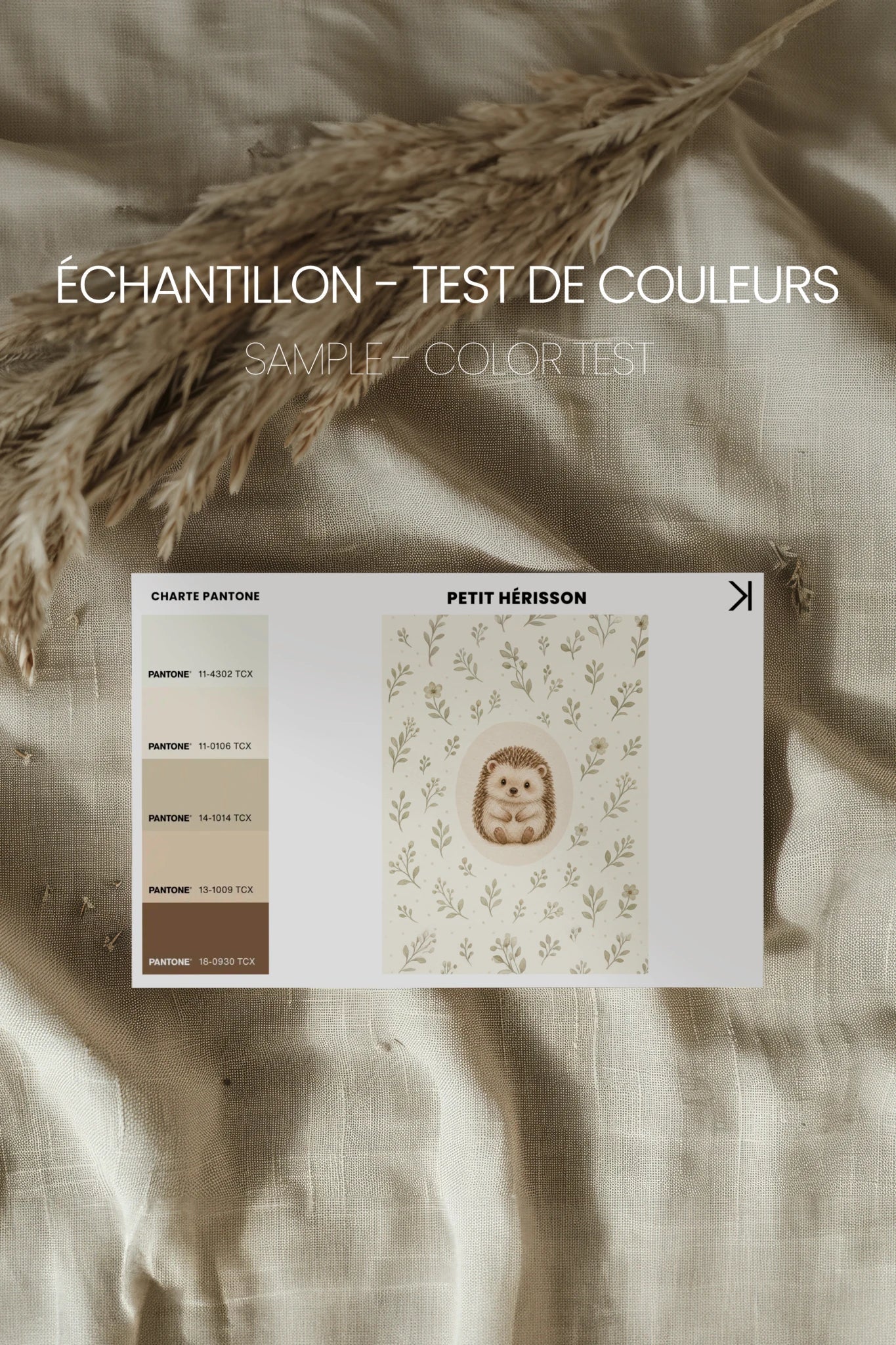 PETIT HÉRISSON, Oeuvre sur toile rigide, encadré brun chêne