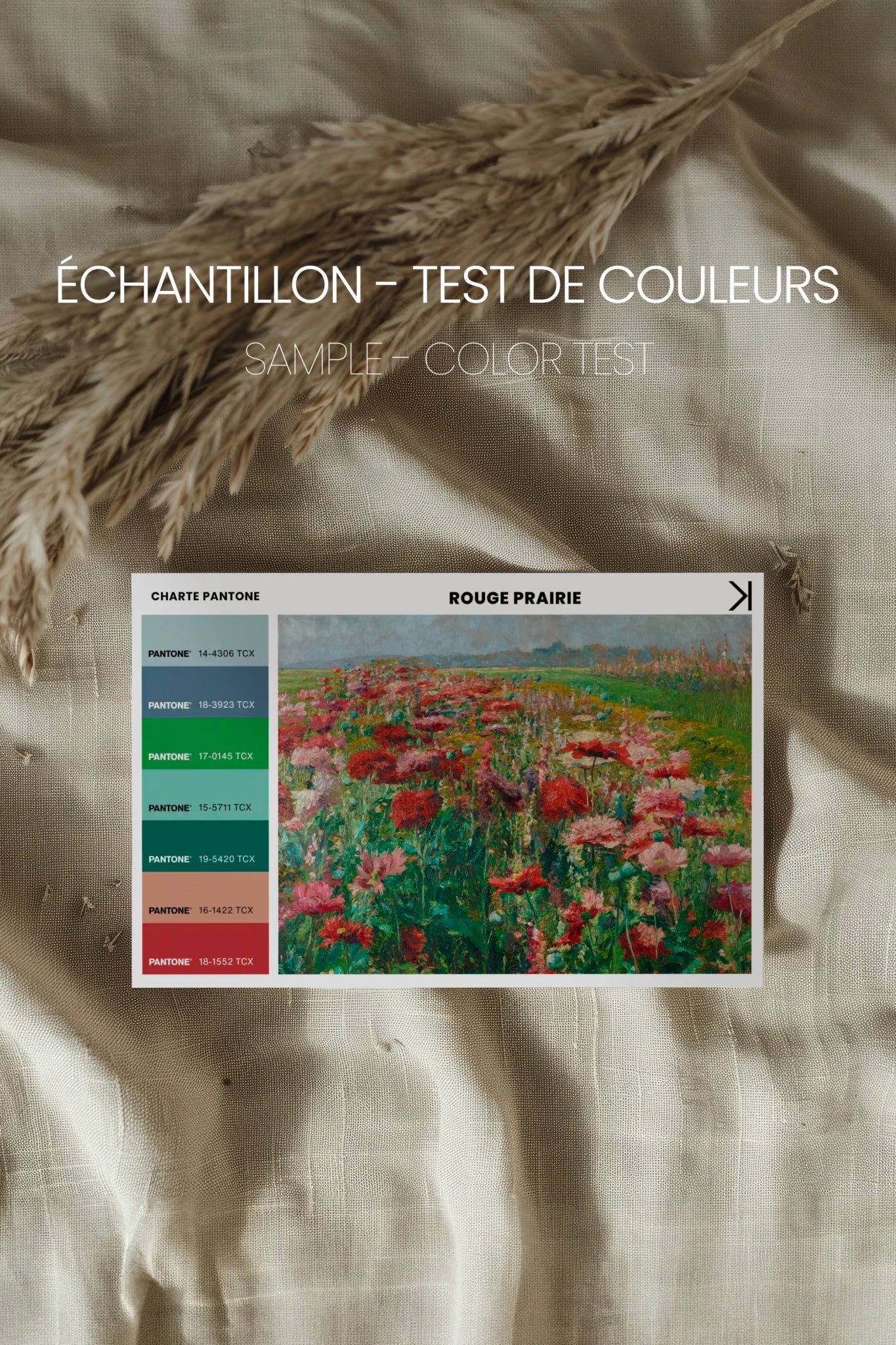 ROUGE PRAIRIE, Oeuvre sur toile étirée, encadré Naturel Clair