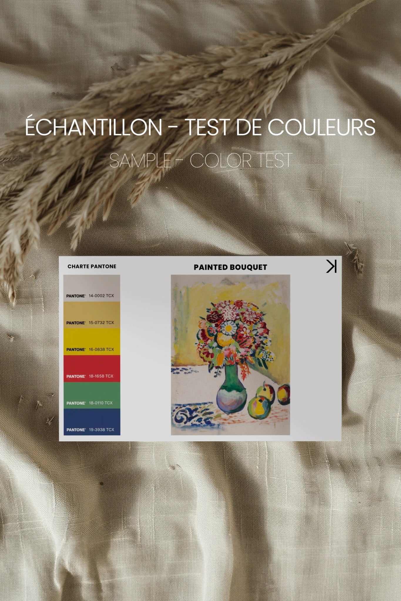 PAINTED BOUQUET, Oeuvre sur toile étirée, encadré Blanc